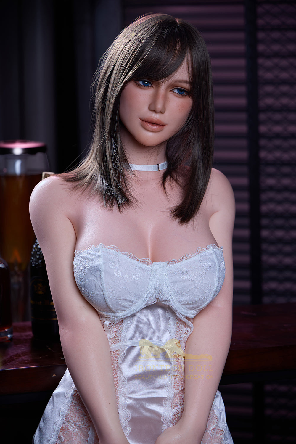 Irontechdoll Elly Plus 164cm S13 AIO (All in One) Full SIlicone Sex Doll Black Hair Dark Tanned Skin Adult Love Doll