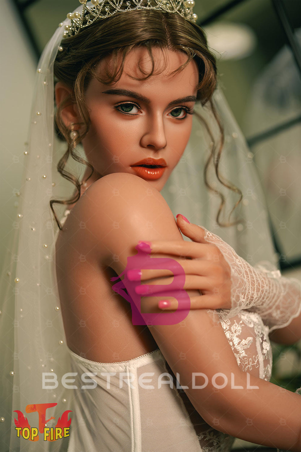 EU Stock - Topfire Isley 158cm T41 Tanned Skin Full Silicone Auto Blowjob Sex Doll ROS Head Adult Love Doll