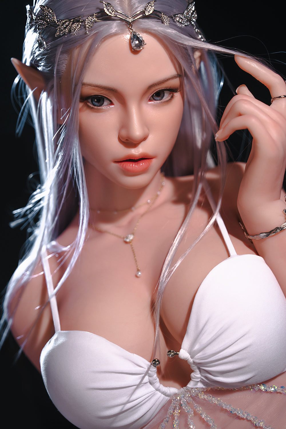 US Stock - Topfire Lorna 165cm C cup T07 Full Silicone Elf Sex Doll ROS Head Oral Sex Silicone Love Doll Movable Jaw