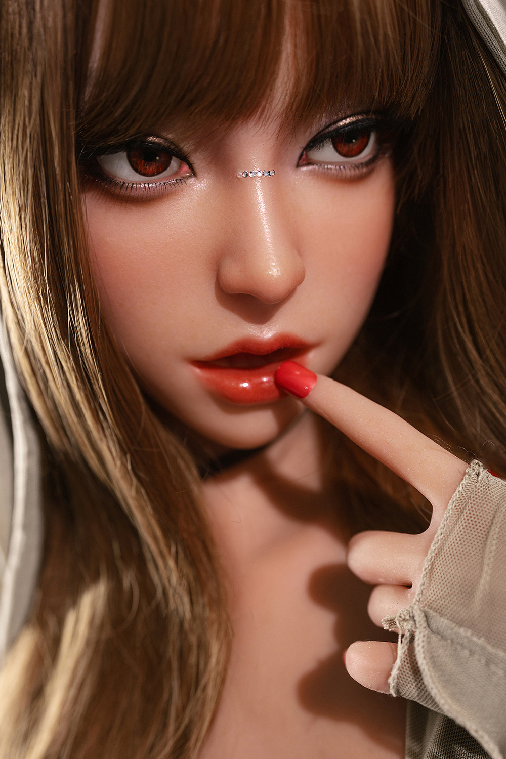 US Stock - Loly Plus 160cm M5 Silicone ROS Head Sex Doll Realistic Adult TPE Body Movable Jaw Oral Sex Love Doll Tanned Skin