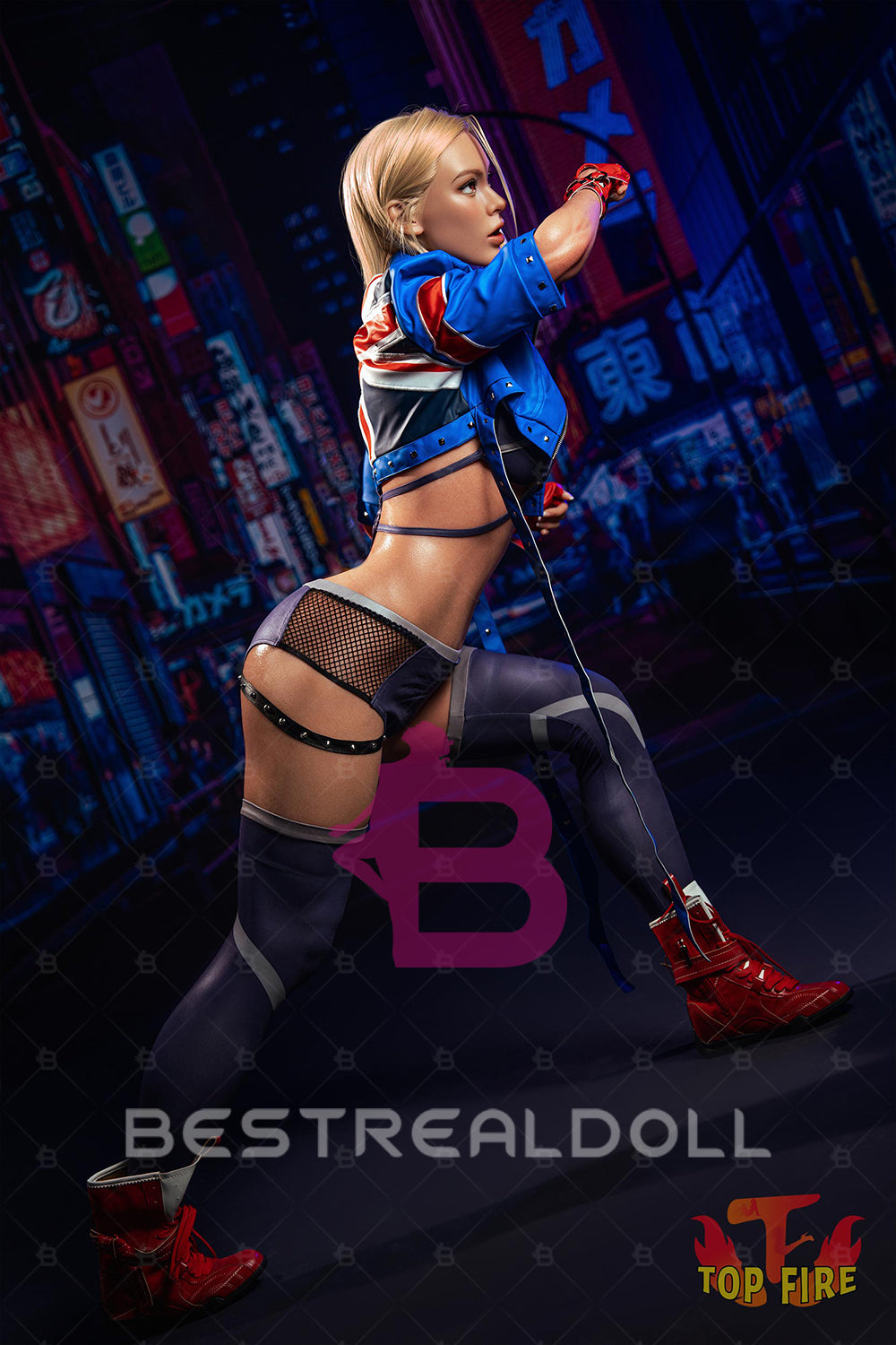 EU Stock - Topfire Joanna 176cm T43 Blonde Short Hair Full Silicone ROS Sex Doll Tanned Skin Silicone Auto Blowjob Adult Love Doll