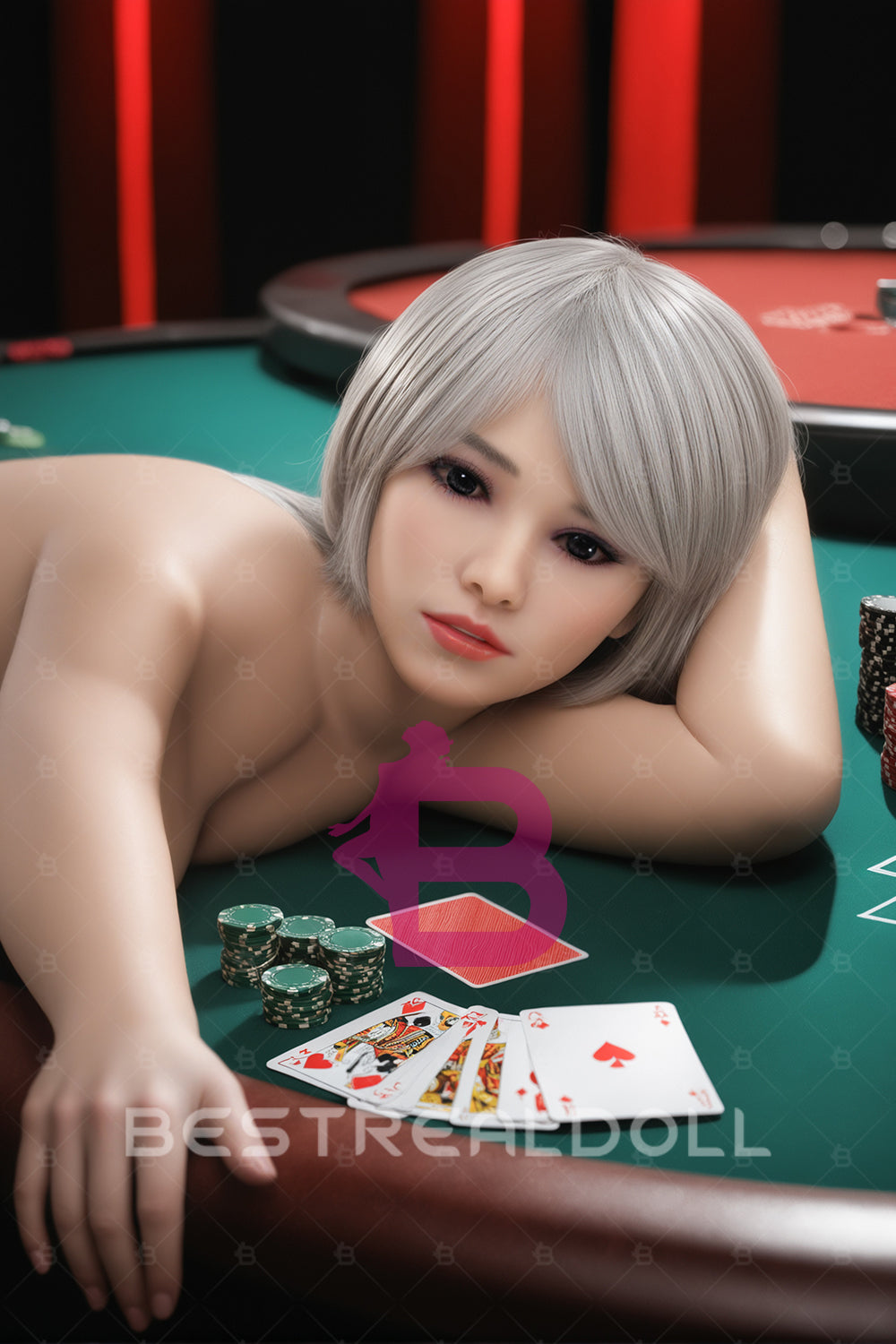 US Stock - Lior 159cm #185 BBW Sex Doll Natural Skin Big Breasts Short Gray Hair TPE Adult Love Doll