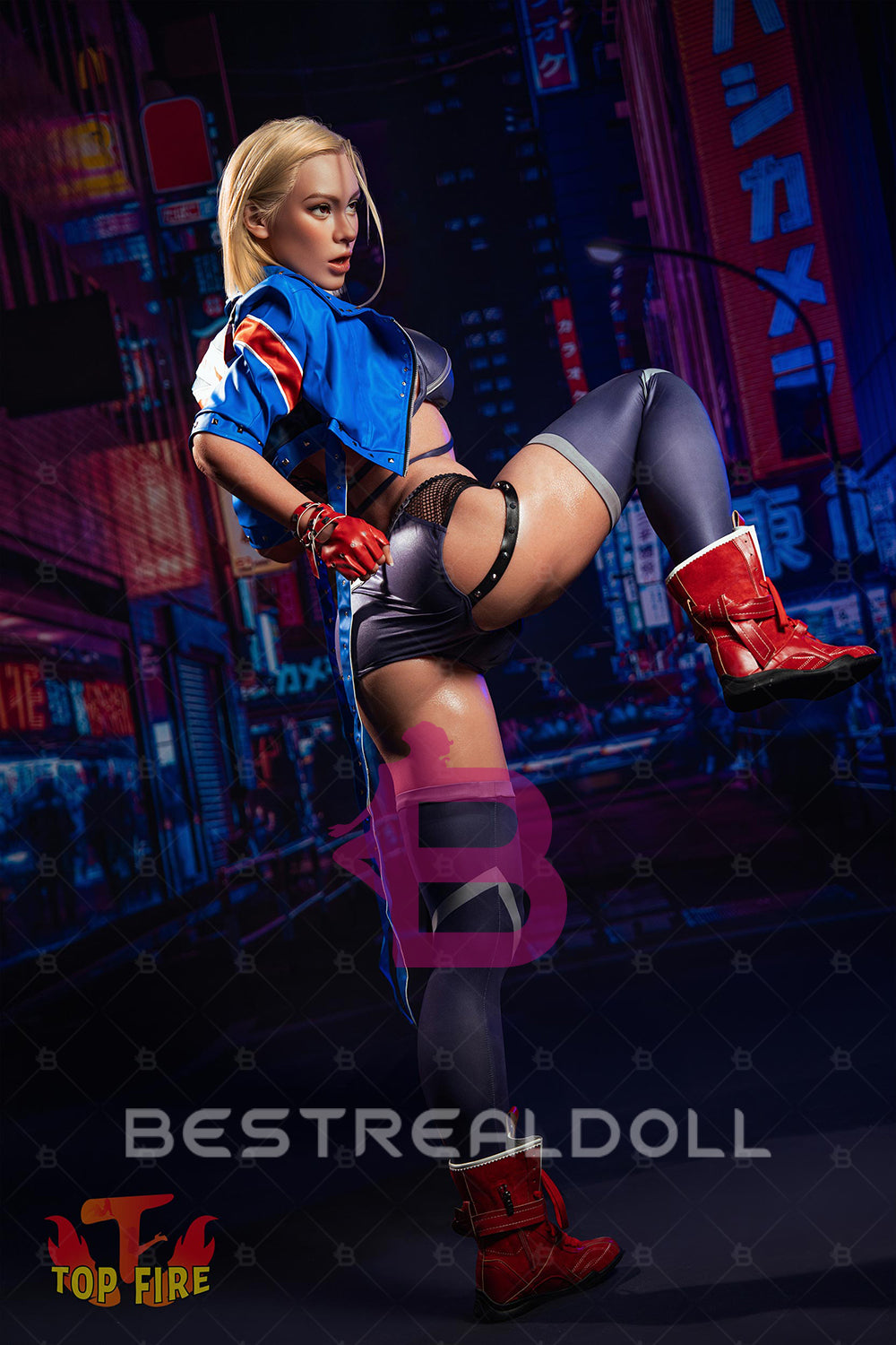 EU Stock - Topfire Joanna 176cm T43 Blonde Short Hair Full Silicone ROS Sex Doll Tanned Skin Silicone Auto Blowjob Adult Love Doll