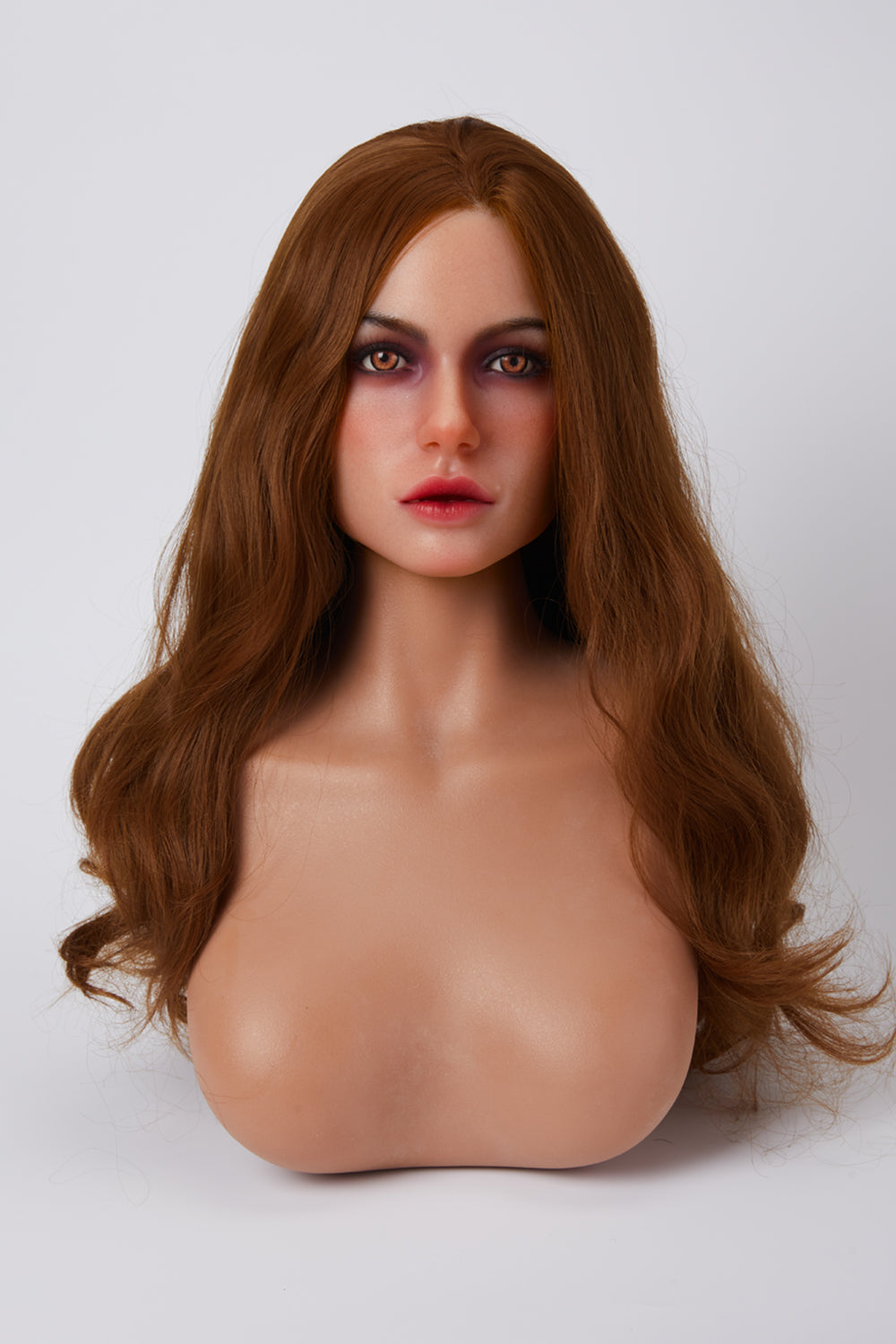 Three Skin Tone Full Silicone Sex Doll Head Stand for Display Light Tanned Skin Silicone Doll Head Stand ONLY