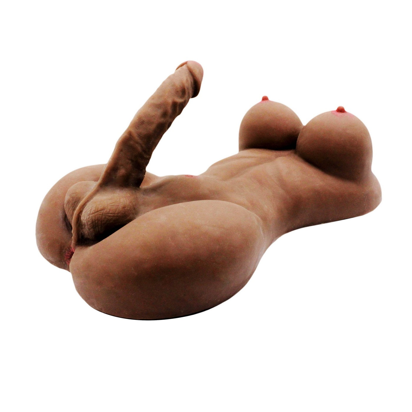 EU Stock - 50cm/19.7in Shemale Futa Sex Doll Dark Tanned Skin Torso Futanari Sex Doll Adult TPE Love Doll Torso