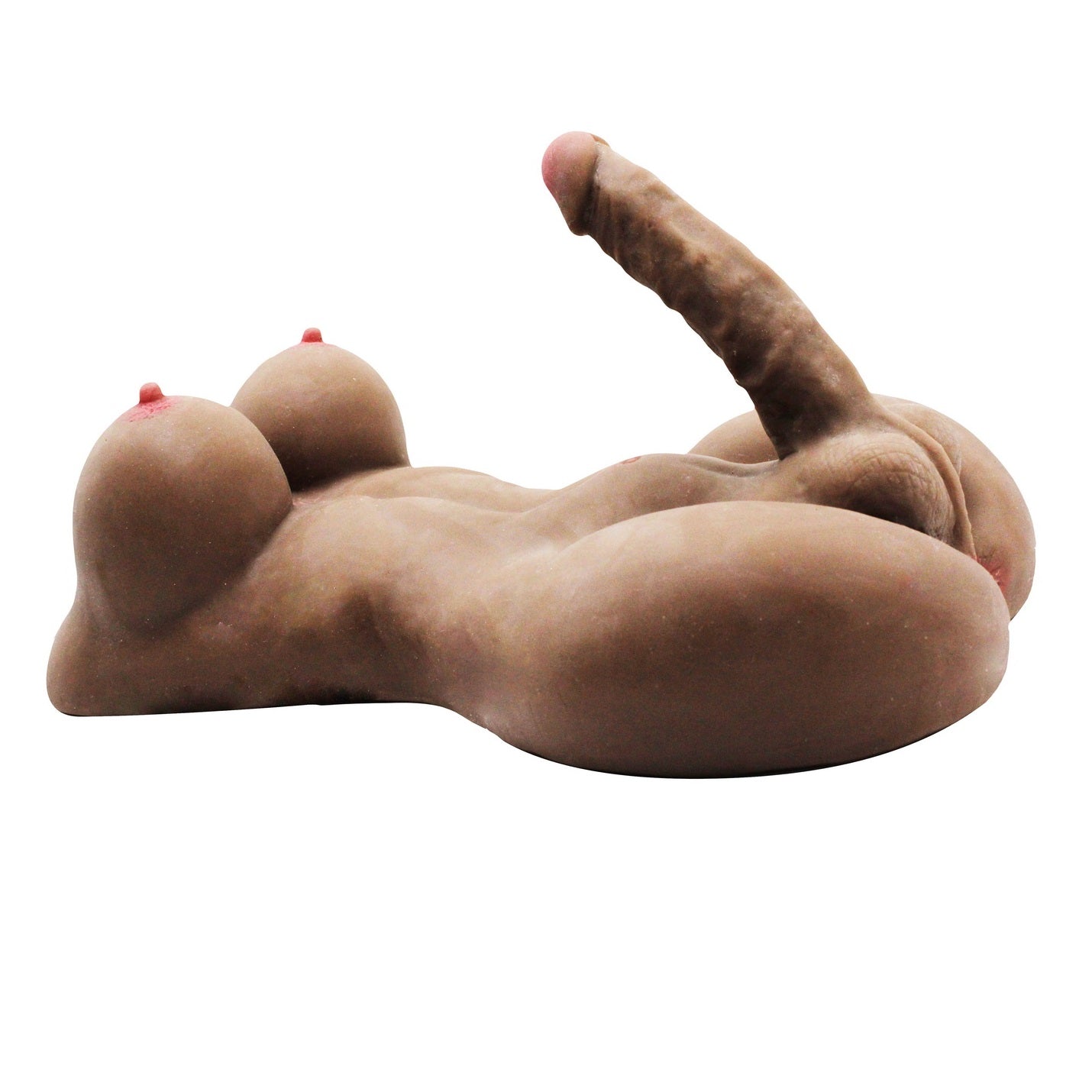 EU Stock - 50cm/19.7in Shemale Futa Sex Doll Dark Tanned Skin Torso Futanari Sex Doll Adult TPE Love Doll Torso