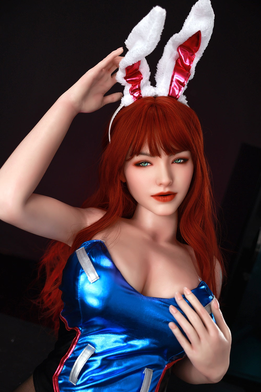 Theodosia 165cm #604 Full Silicone Movable Jaw ROS Sex Doll Red Hair Bunny Girl Oral Sex Adult Love Doll