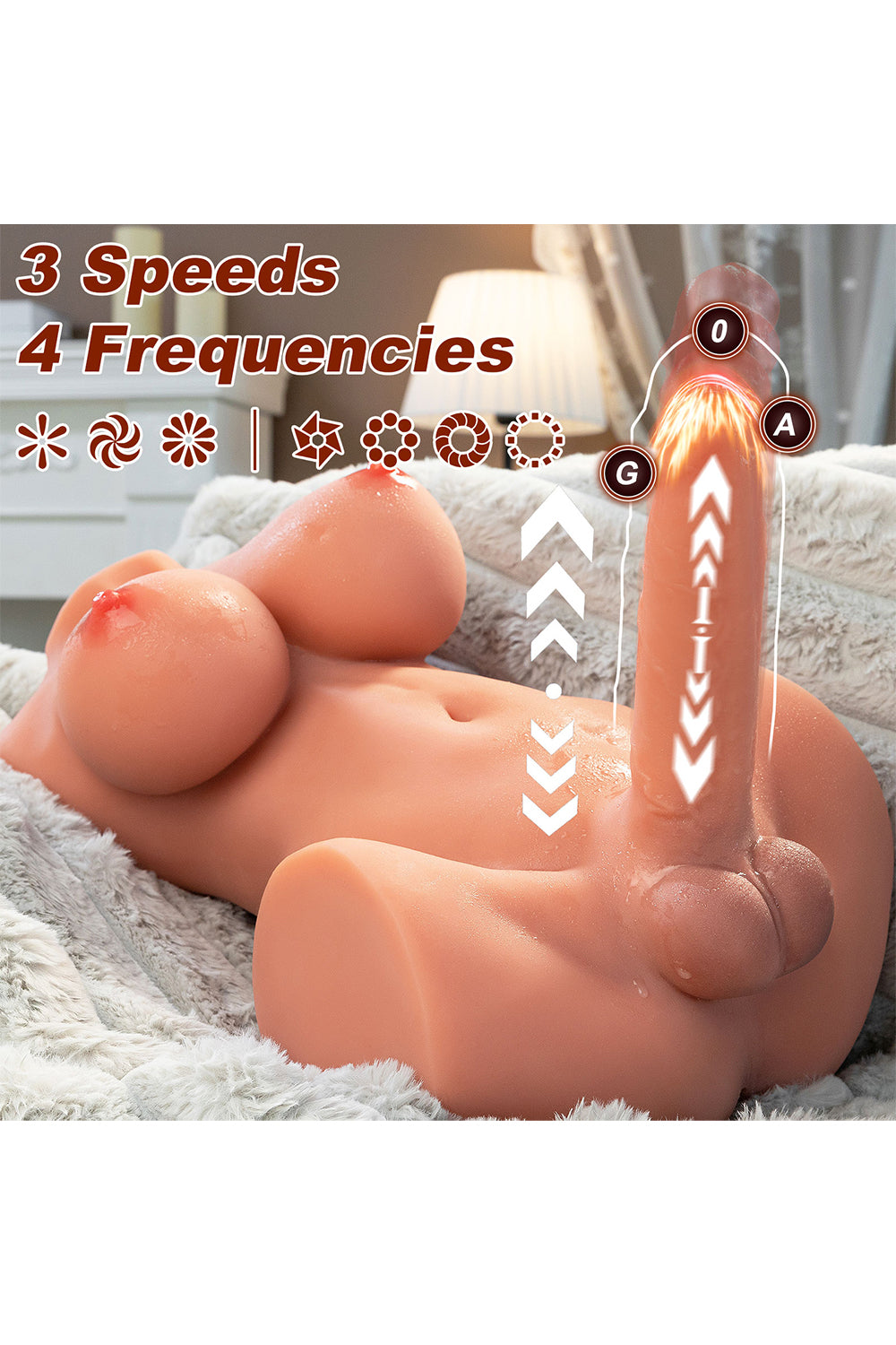 US Stock - SQ-MAR30037 TPE Transgender Torso Sex Doll Half Body with Electric Dildo Shemale Sex Doll Torso