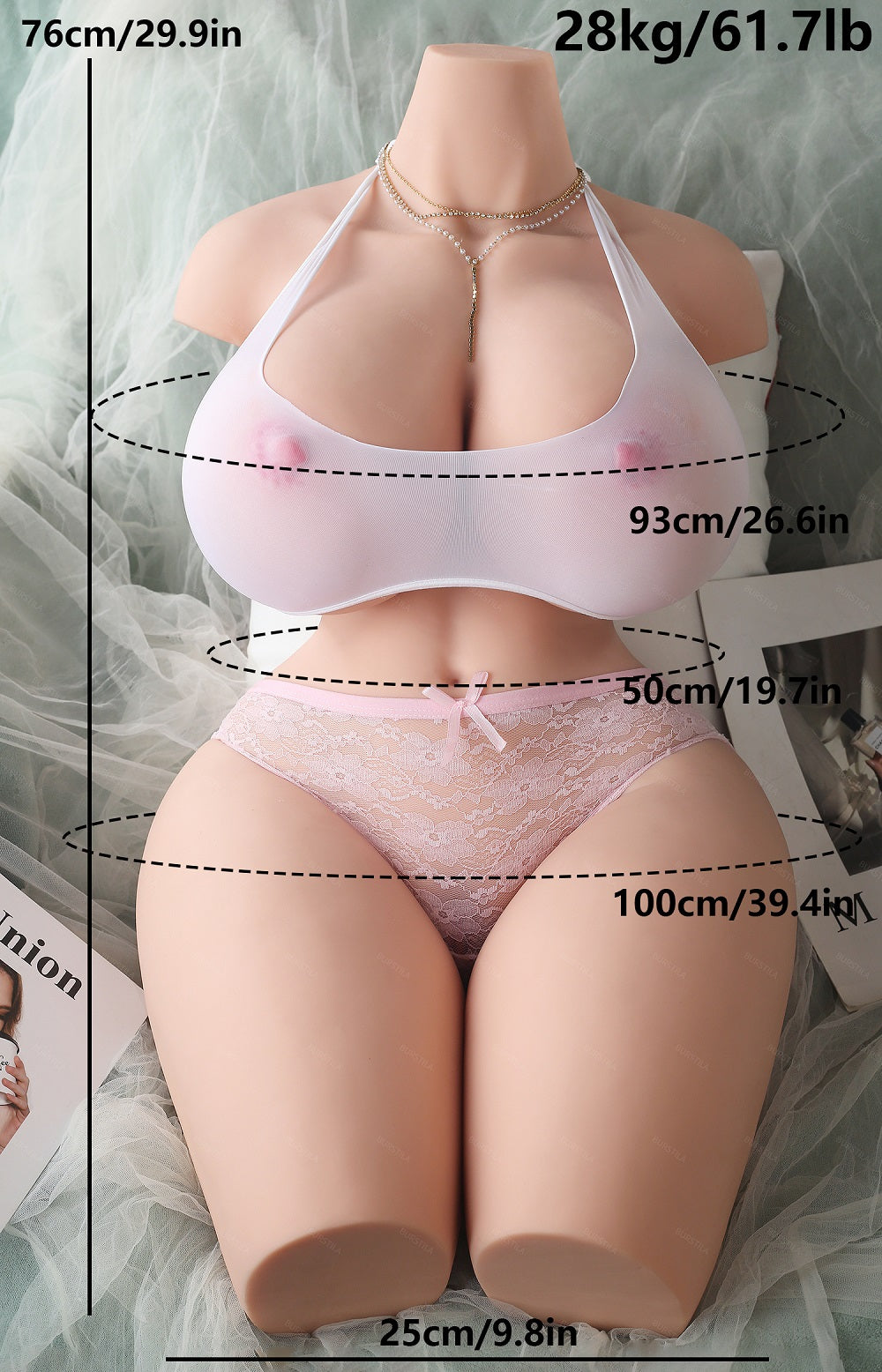EU Stock - 76cm/29.92in Realistic Big Boobs Sex Doll Torso Half Body TPE Torso Doll Natural Skin Love Doll