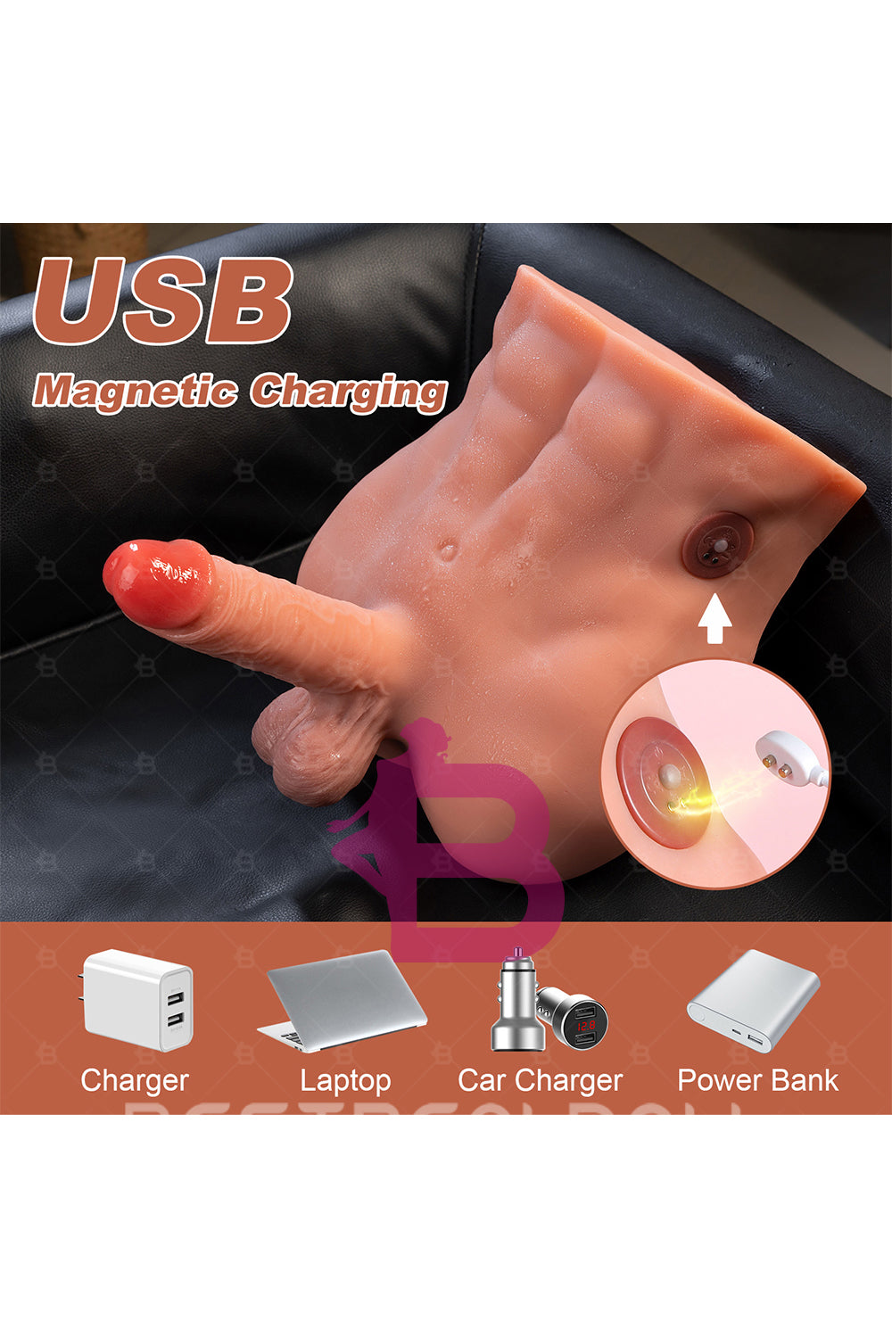 US Stock - SQ-MAR30039 TPE Male Ass Doll Torso Electric Male Ass Torso Sex Doll with Automatic Dildo