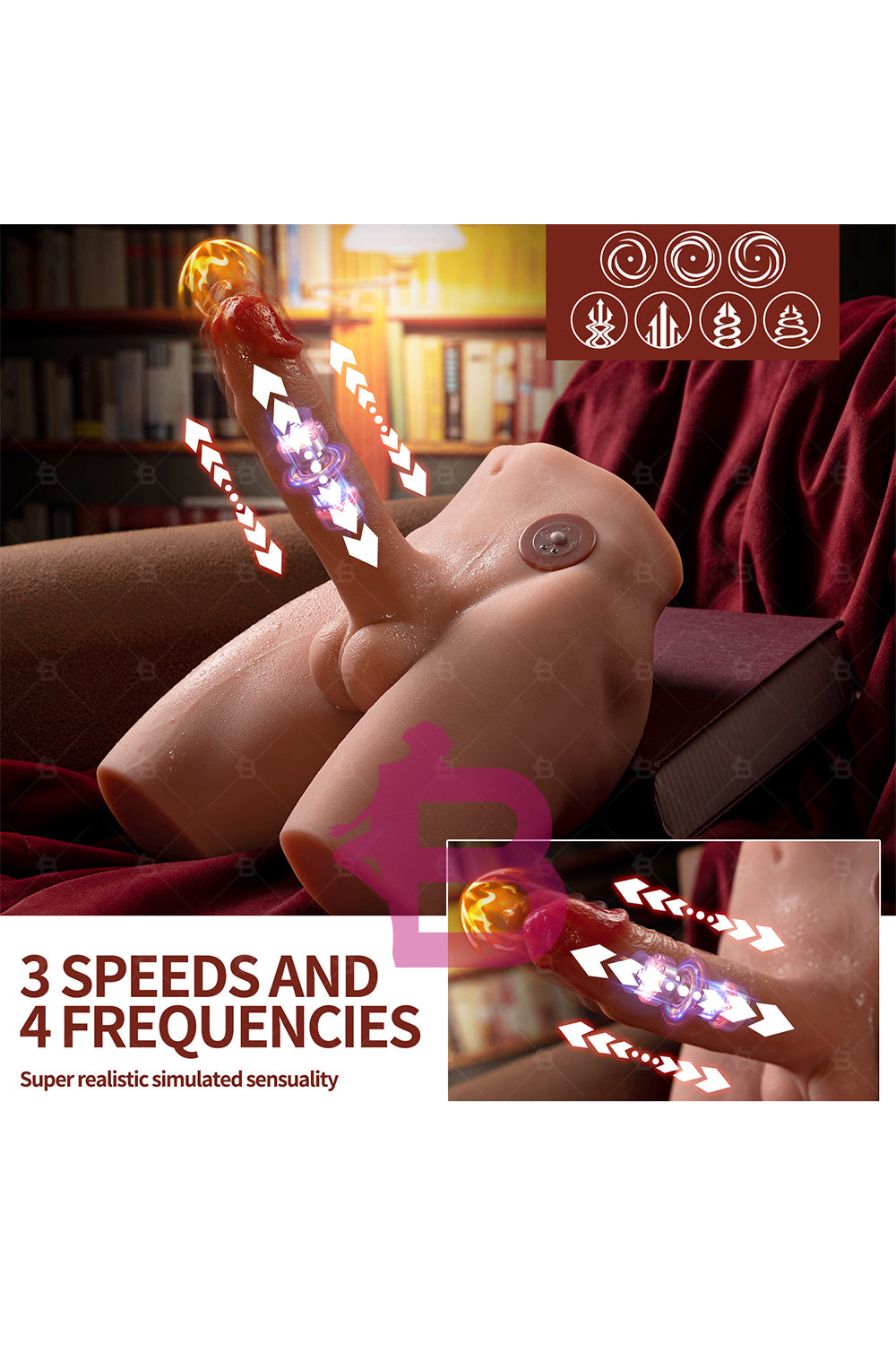 US Stock - SQ-MAR30027 TPE Male Ass Torso Doll Electric Dildo Function Male Sex Doll Torso Ass Doll