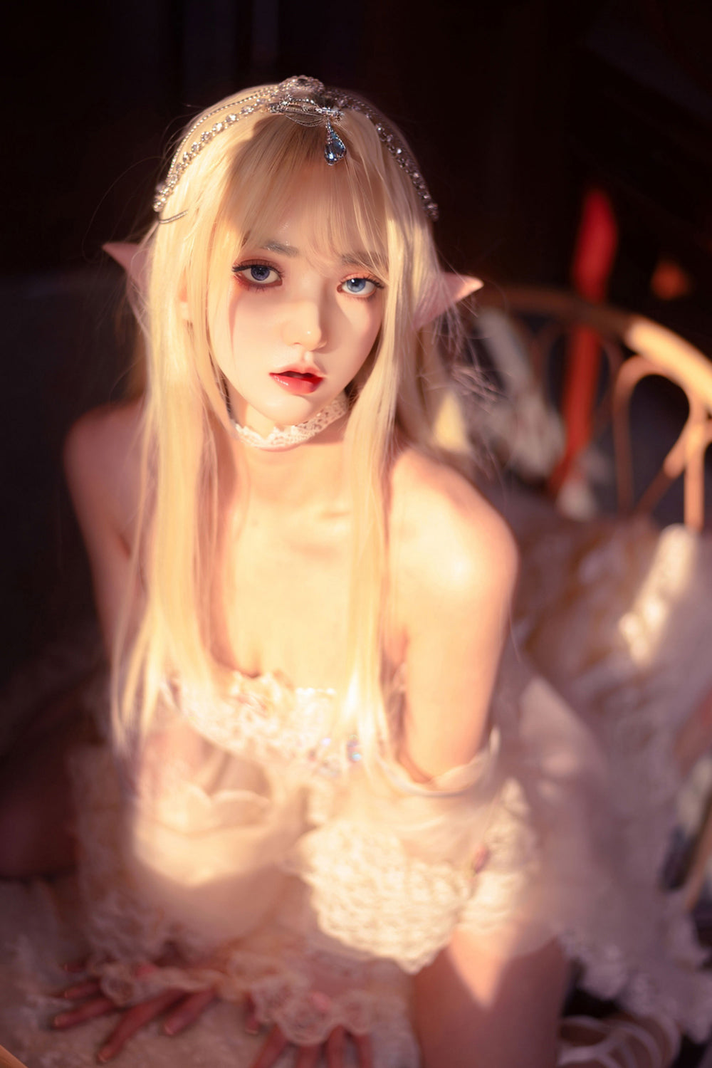 Keely Plus 150cm M8 Full Silicone Oral Sex Head Love Doll Realistic Flat Boobs Movable Jaw ROS Elf Sex Doll