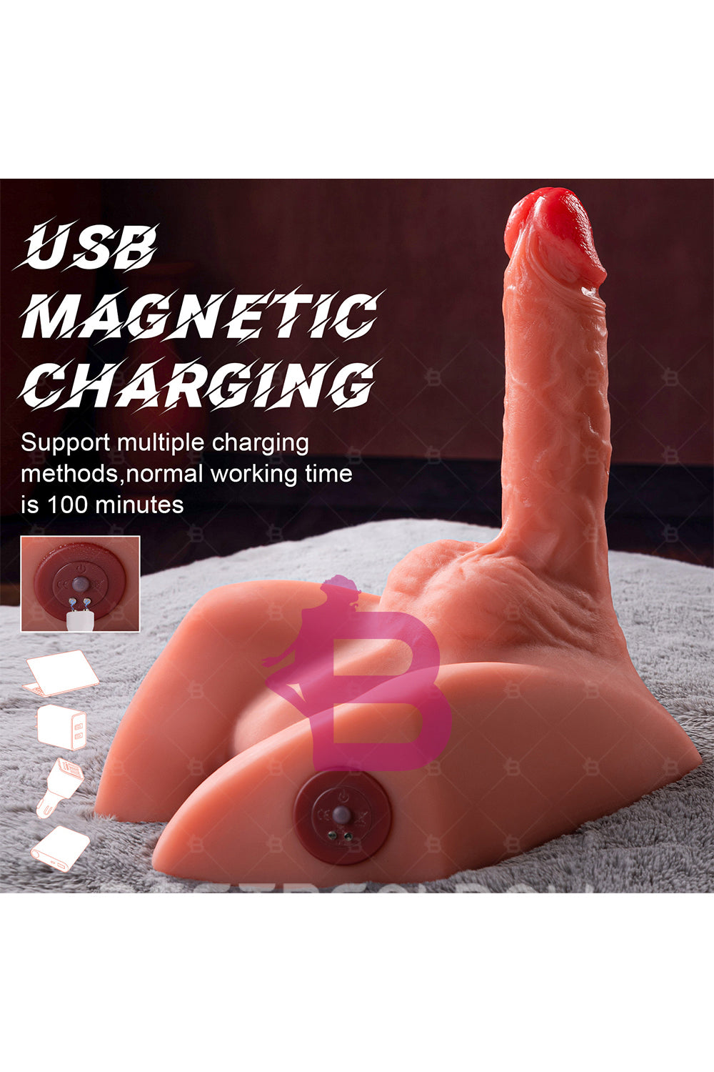 US Stock - SQ-MAR30024 Electric TPE Male Ass Doll Torso Automatic Dildo TPE Male Torso Ass Doll