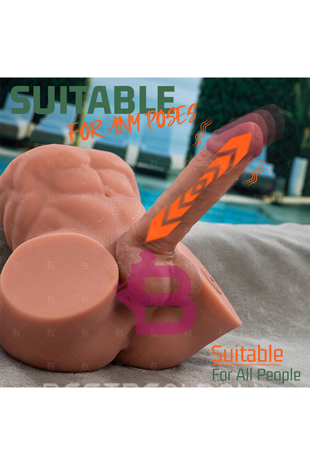 US Stock - SQ-MAR30051 Electric Male Ass Sex Doll TPE Automatic Dildo Male Ass Torso Love Doll