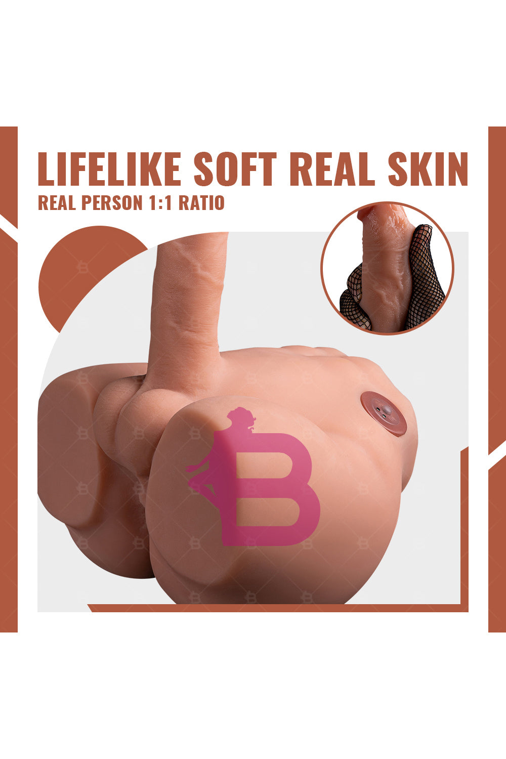 US Stock - SQ-MA30021 Big Dildo Male Sex Torso Ass Doll Electric Dildo Automatic Male Ass TPE Sex Doll Torso