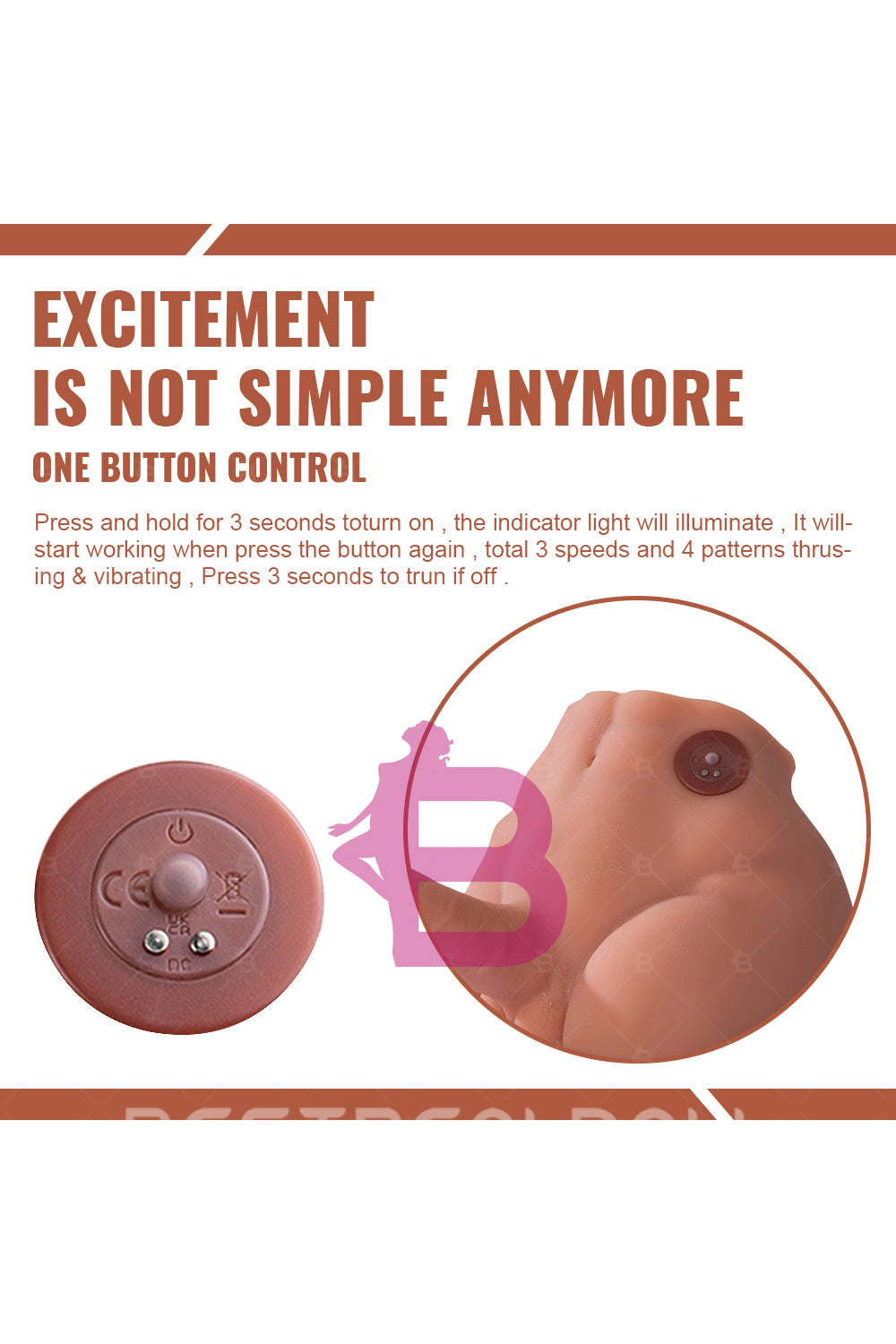 US Stock - SQ-MA30021 Big Dildo Male Sex Torso Ass Doll Electric Dildo Automatic Male Ass TPE Sex Doll Torso
