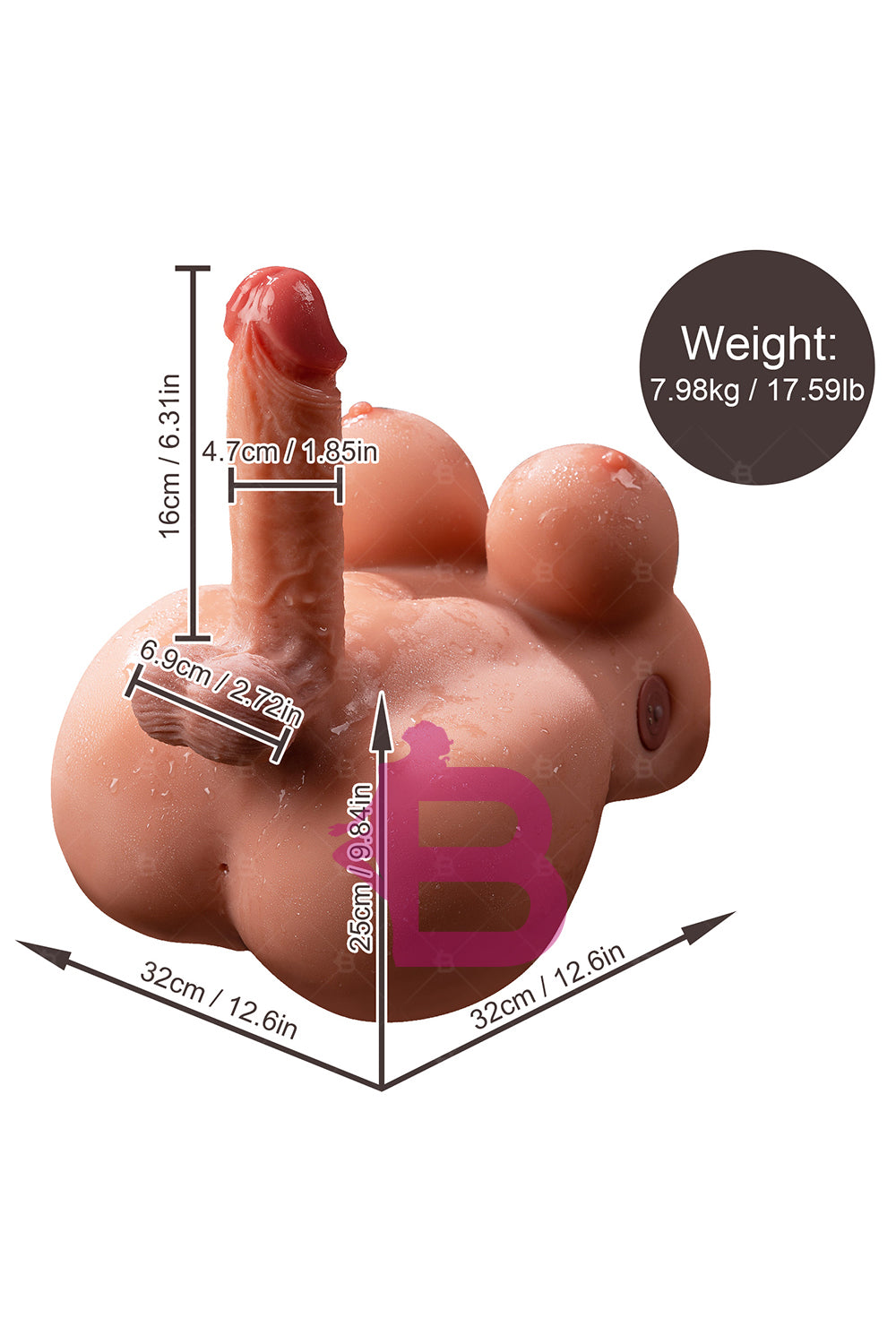 US Stock - SQ-MAR30038 TPE Shemale Sex Doll Torso Electric Dildo Transgender Half Body Torso Sex Doll