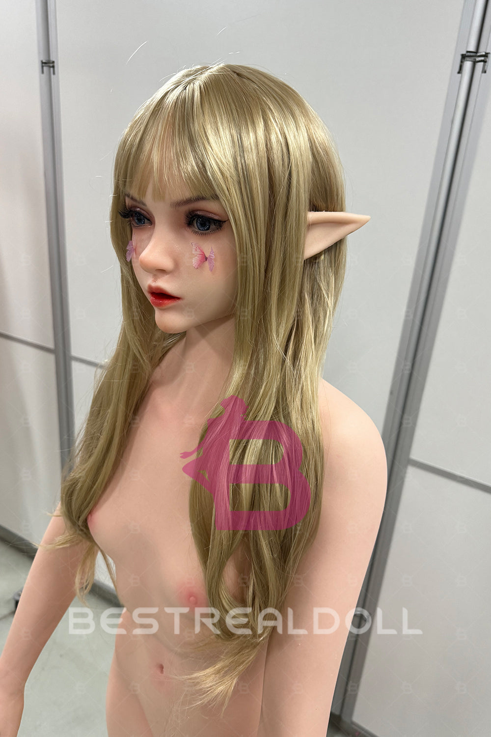 Keely Plus 150cm M8 Flat Boob Silicone ROS Head Elf Sex Doll TPE Body Oral Sex Movable Jaw Adult Love Doll