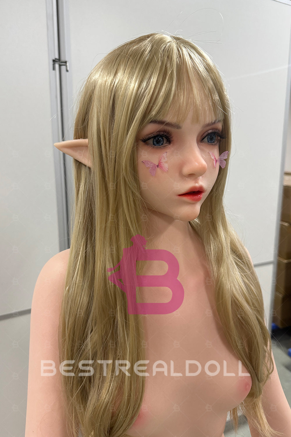 Keely Plus 150cm M8 Flat Boob Silicone ROS Head Elf Sex Doll TPE Body Oral Sex Movable Jaw Adult Love Doll