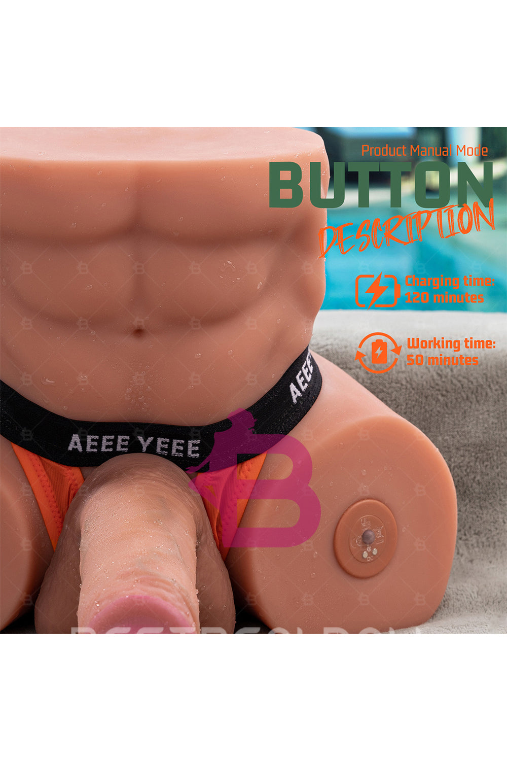 US Stock - SQ-MAR30051 Electric Male Ass Sex Doll TPE Automatic Dildo Male Ass Torso Love Doll