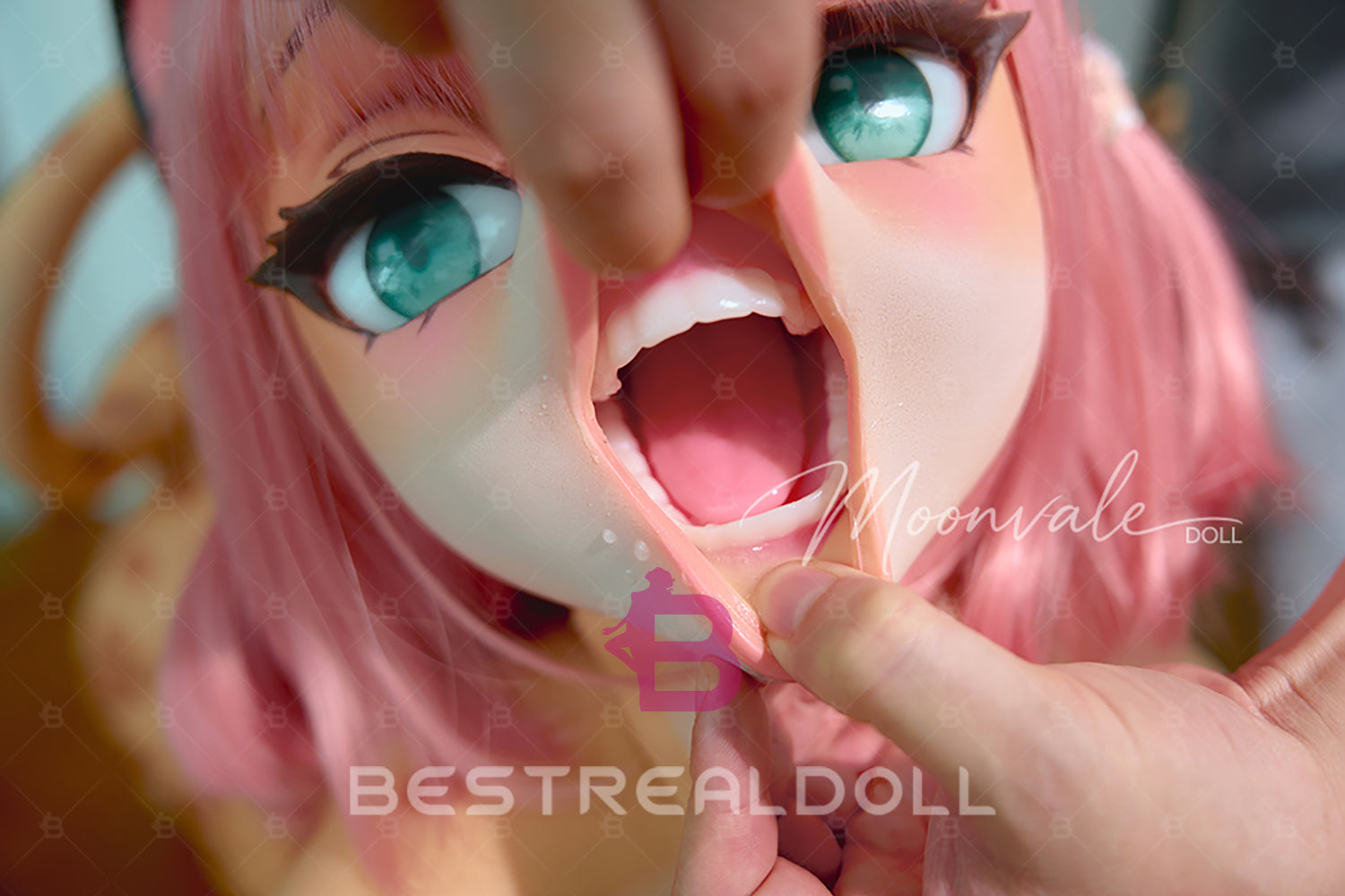 Moonvale 155cm Lyora Full Silicone Small Breasts Fantasy Sex Doll Pink Hair Anime Puppy Style White Leopard Furry Silicone Adult Oral Sex Love Doll