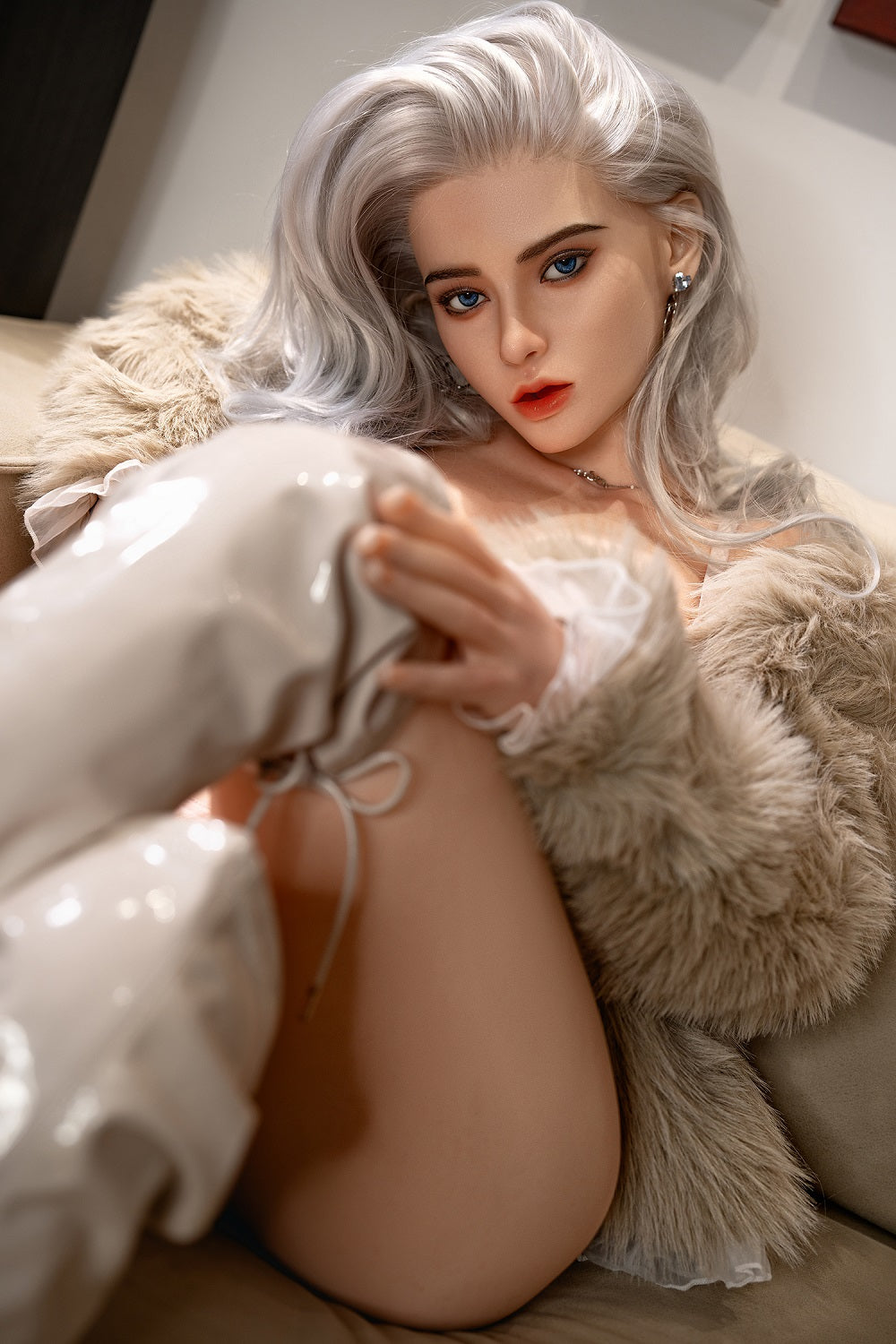 Saner 164cm M12 Silicone Head Blowjob Sex Doll TPE Body Realistic Oral Sex Love Doll