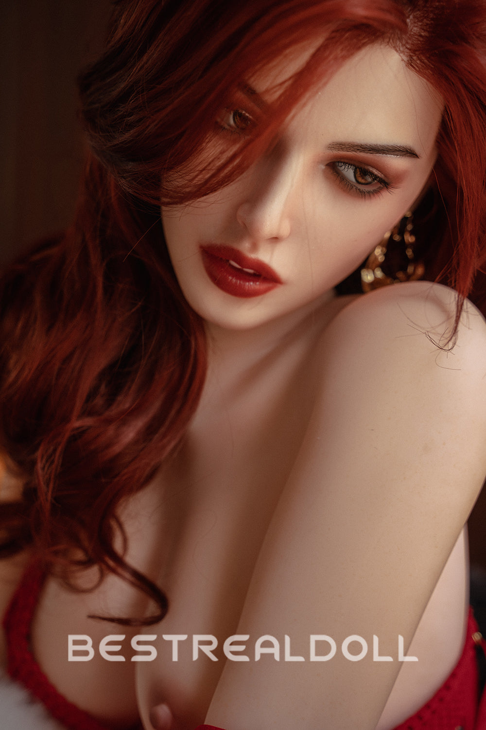 RIDMII Unique Design 166cm Gracy Silicone Head Sex Doll TPE Body Red Hair Small Breasts Adult Love Doll