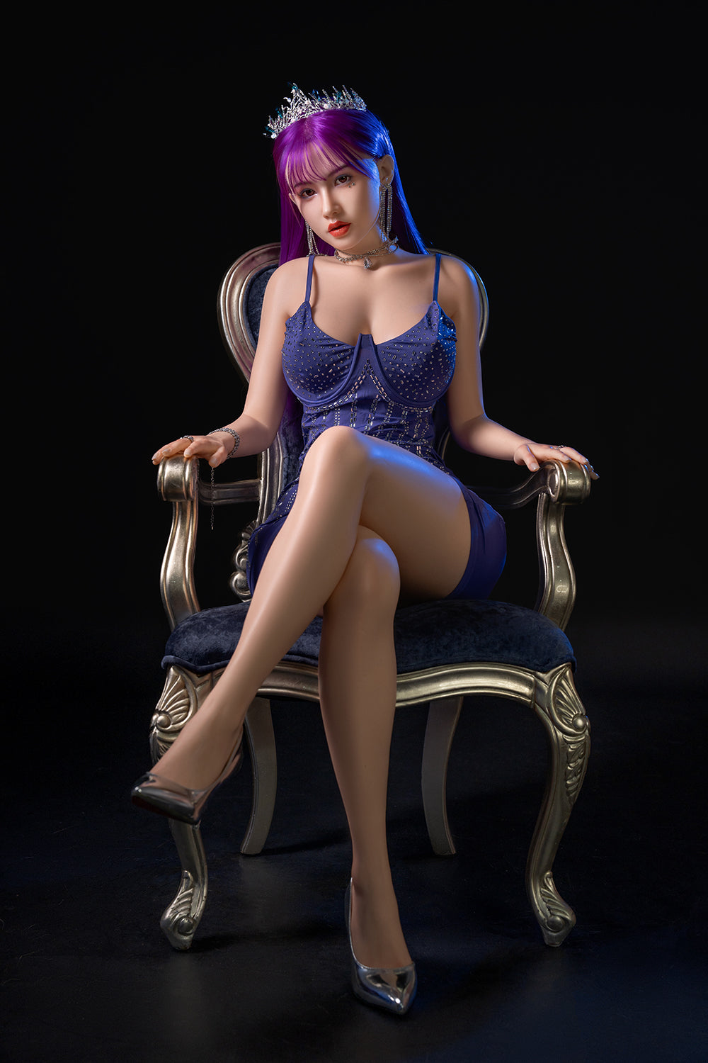 Vera 165cm #644-A Purple Hair Full Silicone ROS Head Sex Doll Sexy Asian Woman Movable Jaw Oral Sex Adult Love Doll