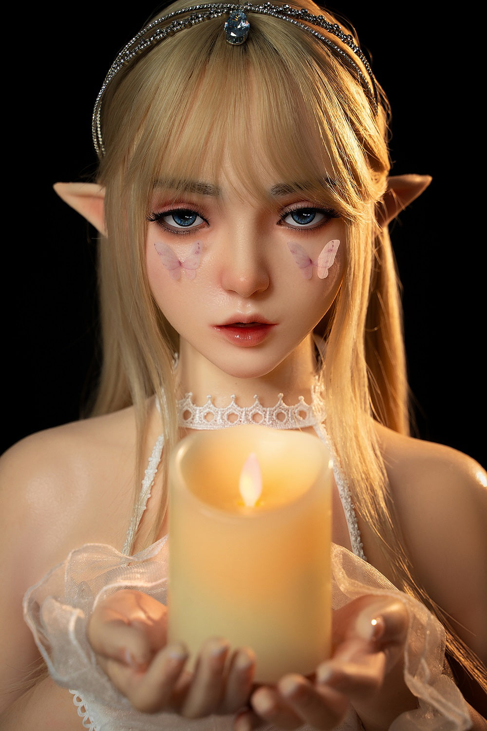 Keely Plus 150cm M8 Flat Boob Silicone ROS Head Elf Sex Doll TPE Body Oral Sex Movable Jaw Adult Love Doll