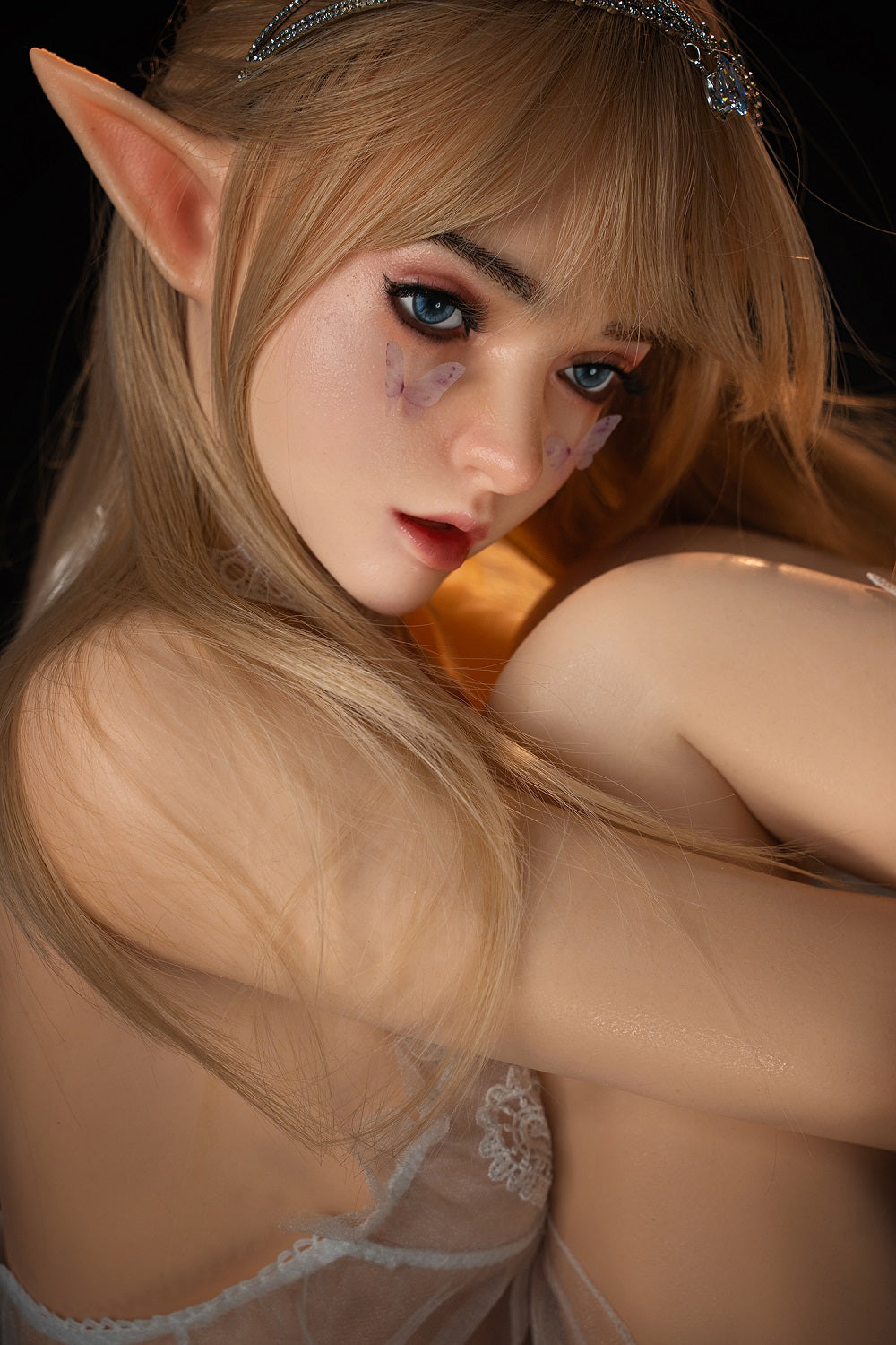 Keely Plus 150cm M8 Flat Boob Silicone ROS Head Elf Sex Doll TPE Body Oral Sex Movable Jaw Adult Love Doll