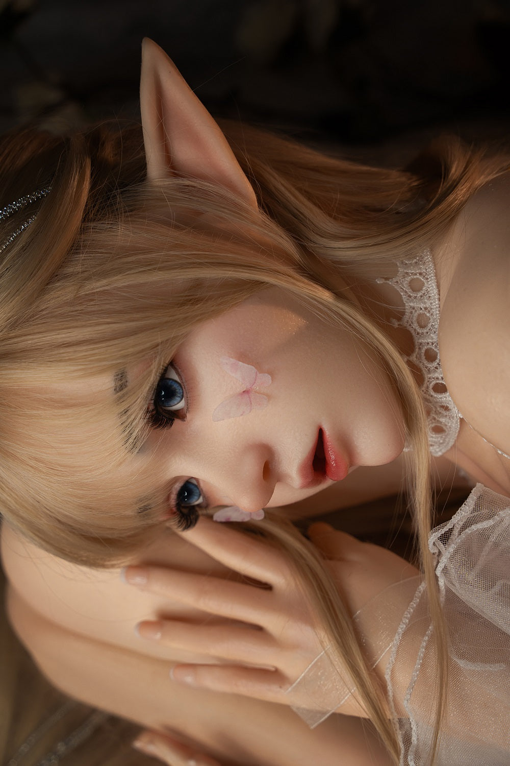 Keely Plus 150cm M8 Flat Boob Silicone ROS Head Elf Sex Doll TPE Body Oral Sex Movable Jaw Adult Love Doll
