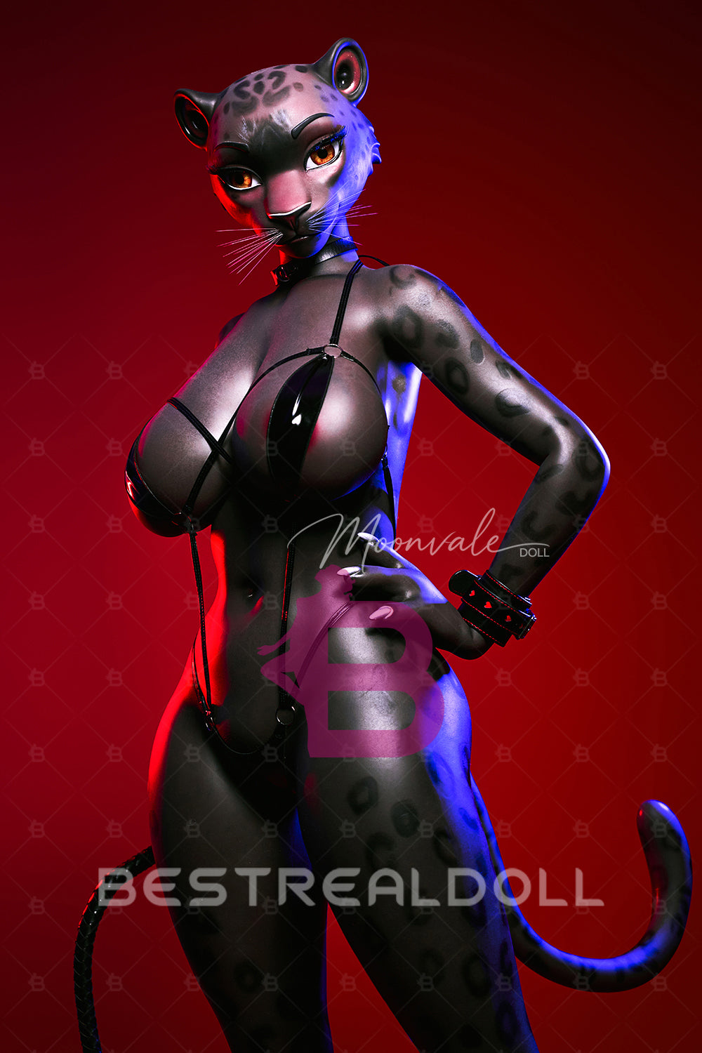 Moonvale 165cm Velara Big Breasts Fantasy Anime Sex Doll Furry Dark Skin Leopard Full Silicone ROS Head BBW Love Doll