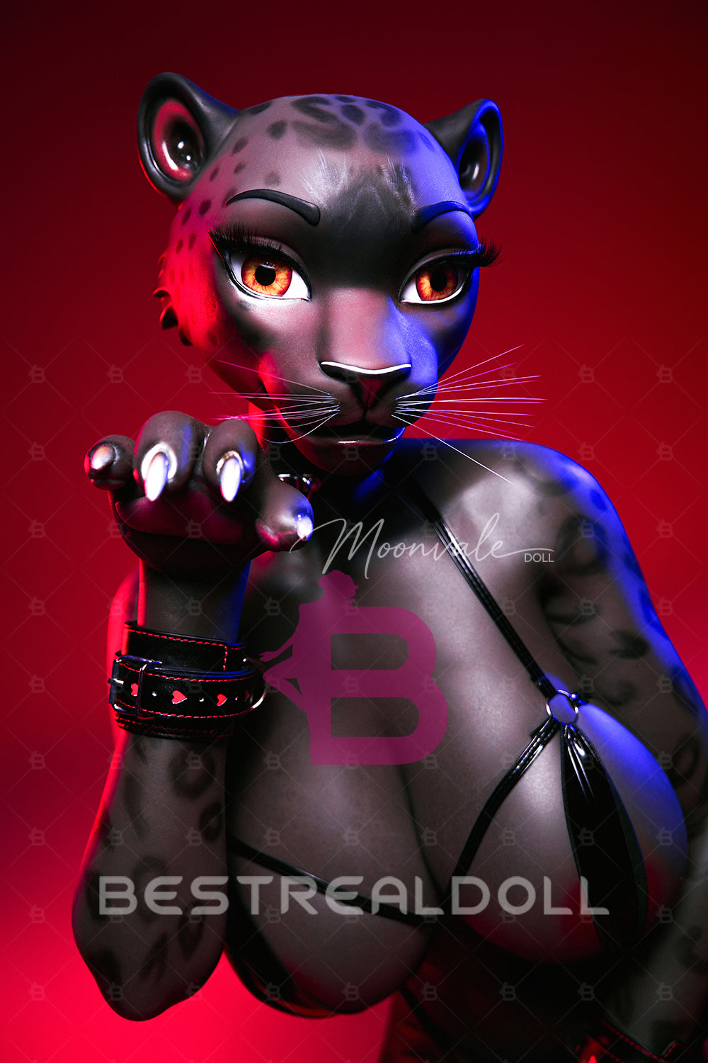 Moonvale 165cm Velara Big Breasts Fantasy Anime Sex Doll Furry Dark Skin Leopard Full Silicone ROS Head BBW Love Doll