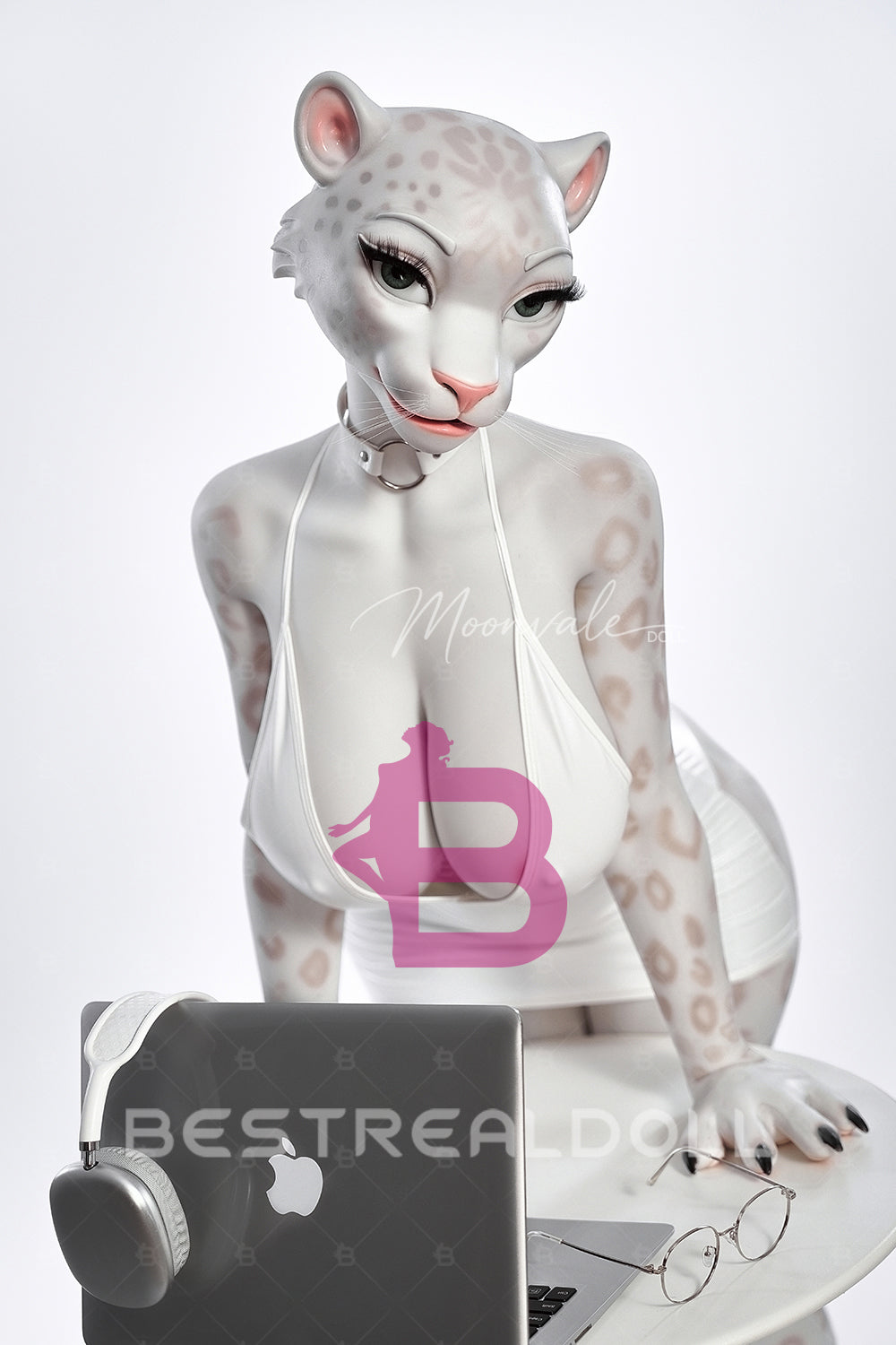Moonvale 165cm Velara Big Breasts Fantasy Anime Sex Doll Office Lady Style Furry White Skin Leopard Full Silicone ROS Head BBW Adult Love Doll