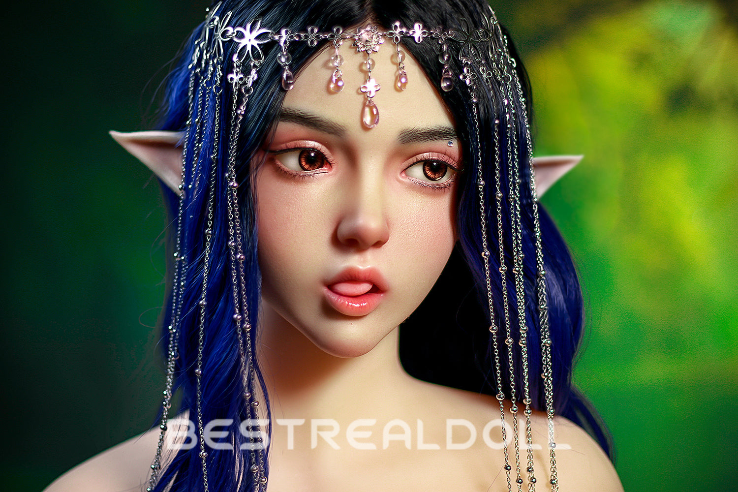 Keely 160cm Silicone ROS Head Elf Sex Doll TPE Body M8 Samll Boobs Movable Jaw Oral Sex Adult Love Doll