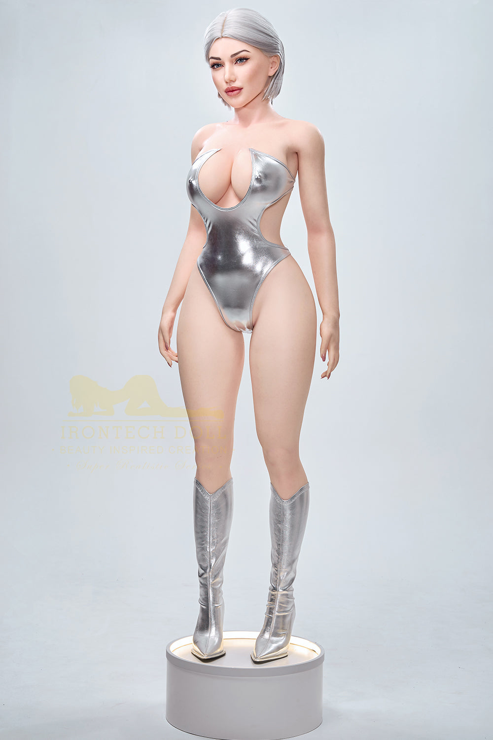 Irontechdoll Elly 159cm S13 Full Silicone Adult Love Doll Natural Skin Grey Hair Sex Doll
