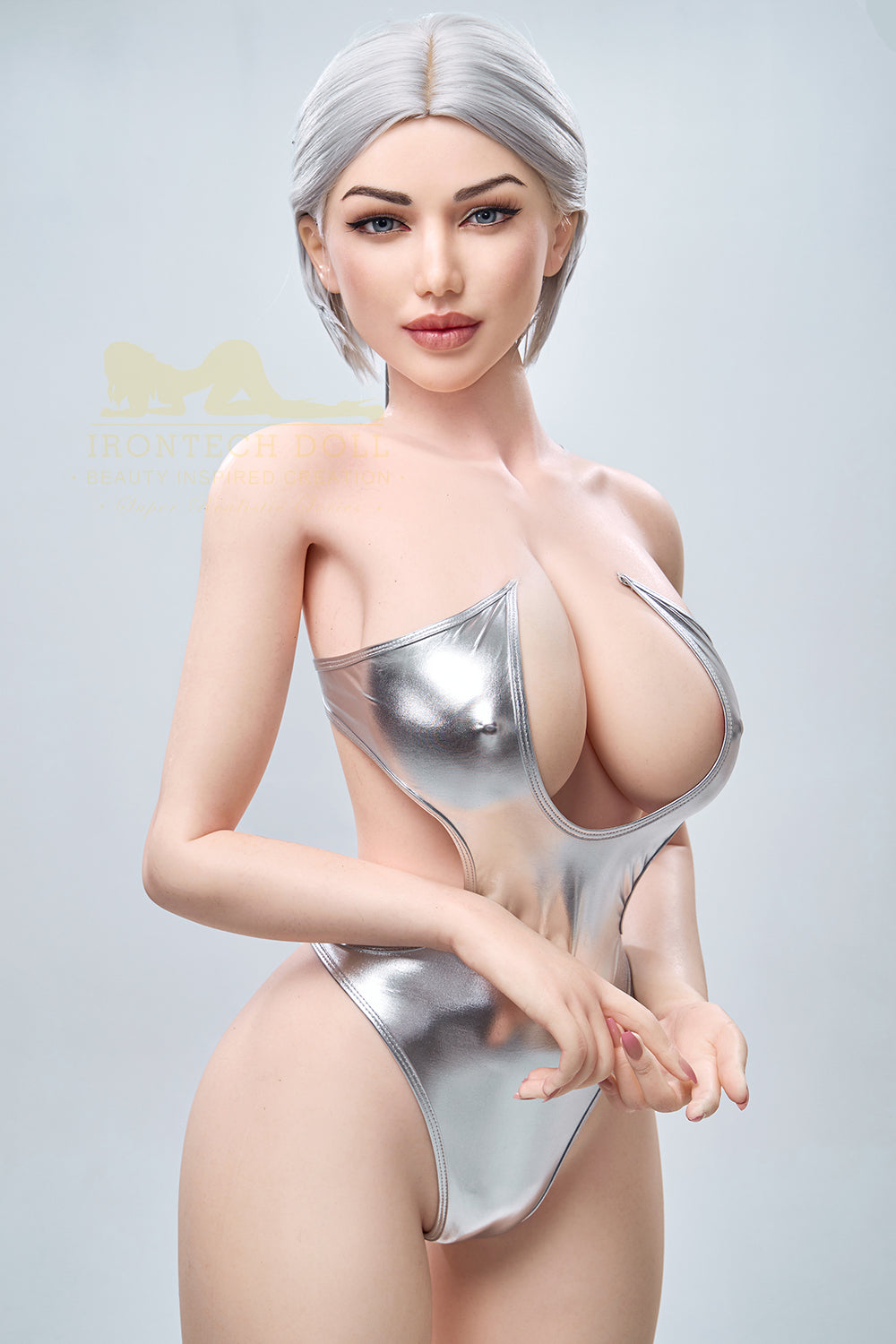 Irontechdoll Elly 159cm S13 Full Silicone Adult Love Doll Natural Skin Grey Hair Sex Doll