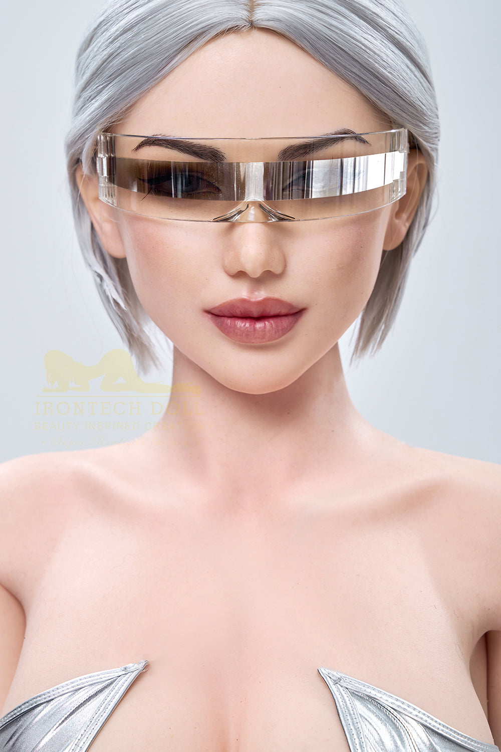 Irontechdoll Elly 159cm S13 Full Silicone Adult Love Doll Natural Skin Grey Hair Sex Doll