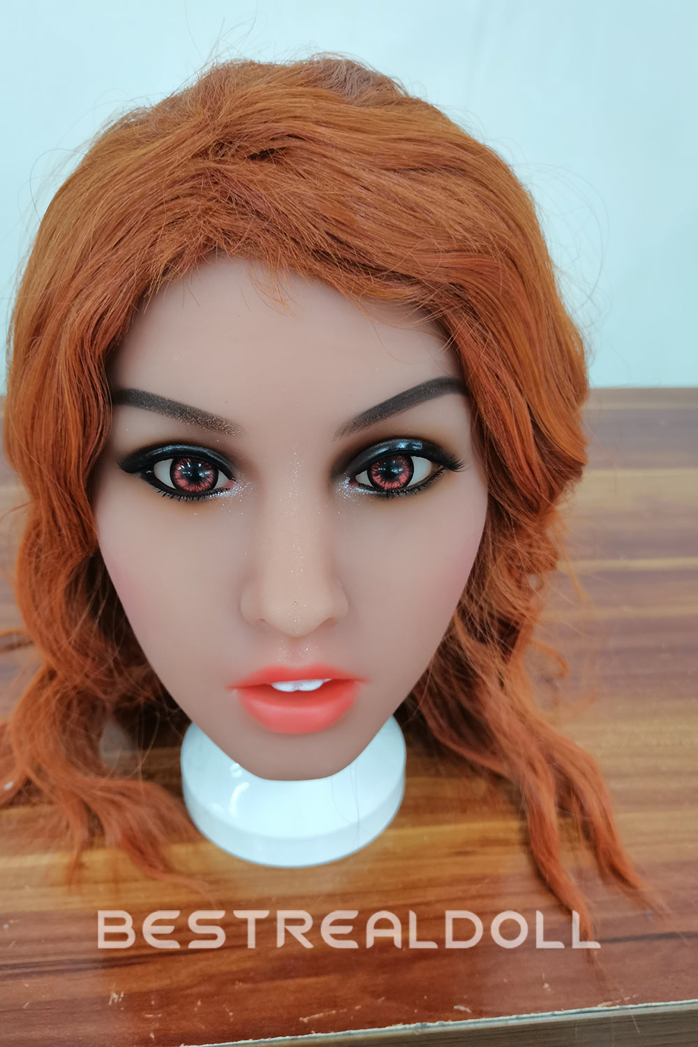 US Stock - 157cm Edeny TPE Sex Doll Realistic Small Breasts Orange Hair Love Doll