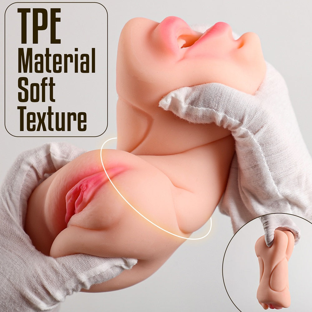 US Stock - 3 In 1 Fleshlight Mastubator #315 Natural Skin Sex Torso Doll TPE Oral/Vagina/Anal Sex Doll Torso
