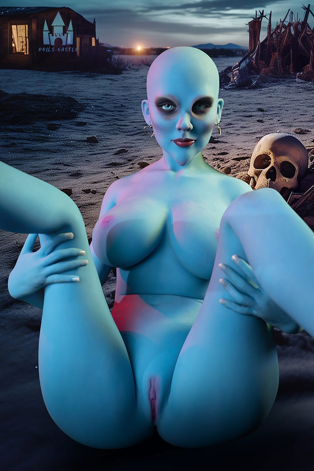 Dillion 170cm #A12 Blue Skin TPE Fantasy TPE Sex Doll Realistic Big Boobs Sexy Adult Love Doll