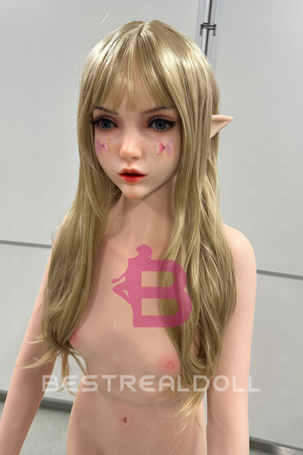 Keely Plus 150cm M8 Flat Boob Silicone ROS Head Elf Sex Doll TPE Body Oral Sex Movable Jaw Adult Love Doll