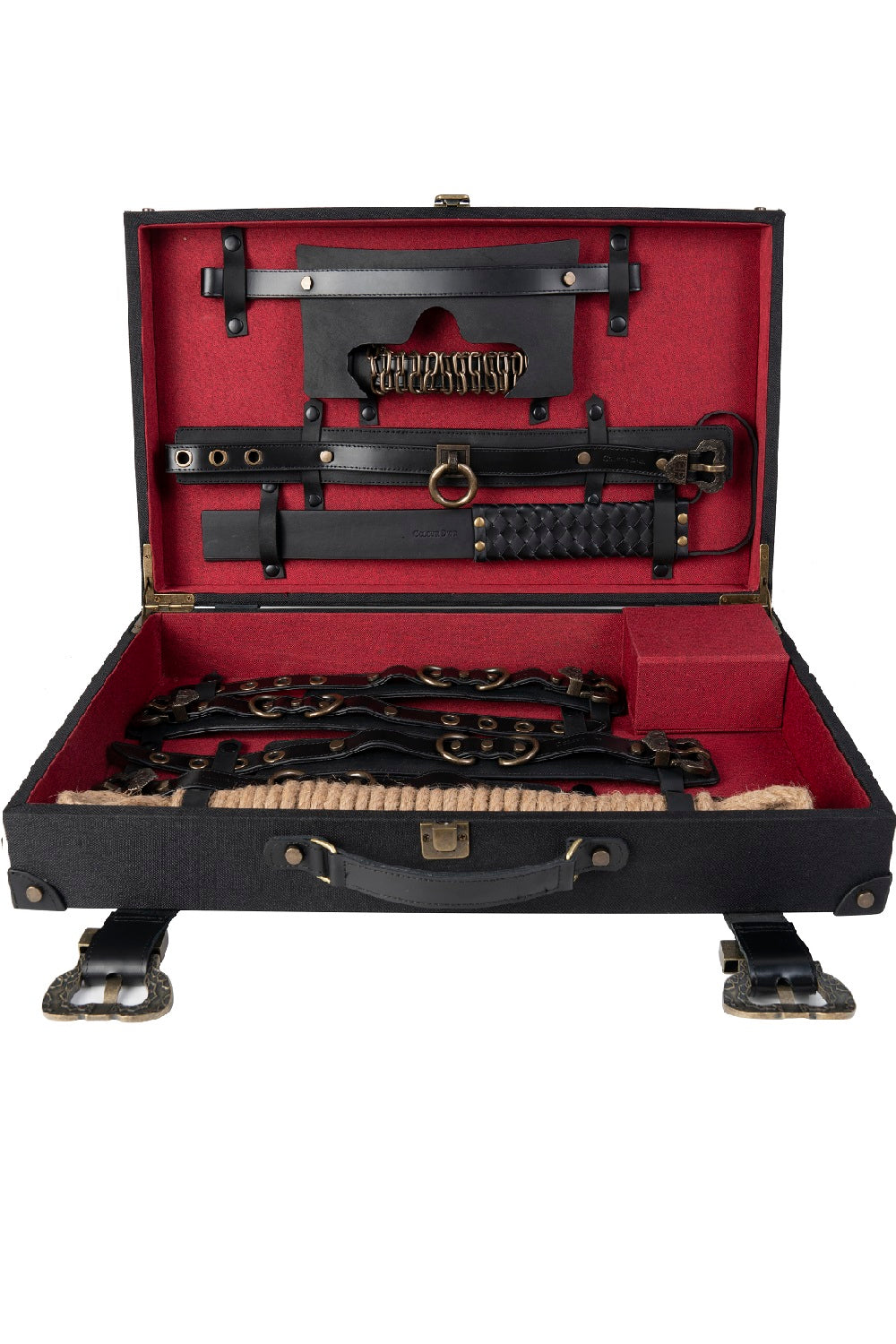 BDSM Set Real Leather Cuffs  Blindfold Slapper Collar and Leash