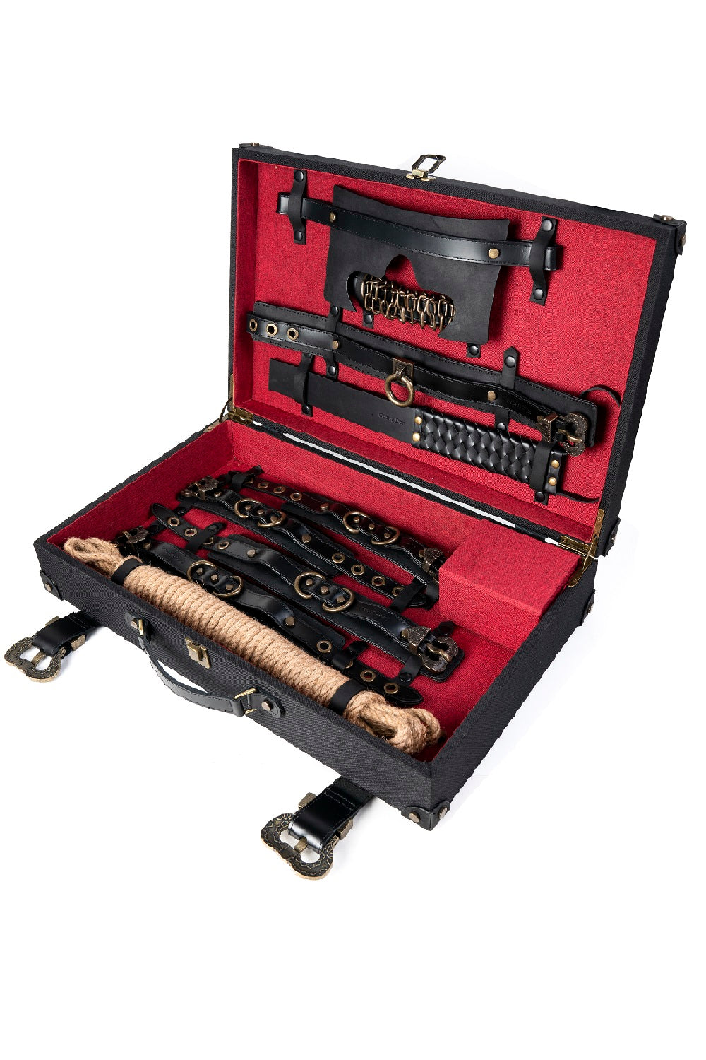 BDSM Set Real Leather Cuffs  Blindfold Slapper Collar and Leash