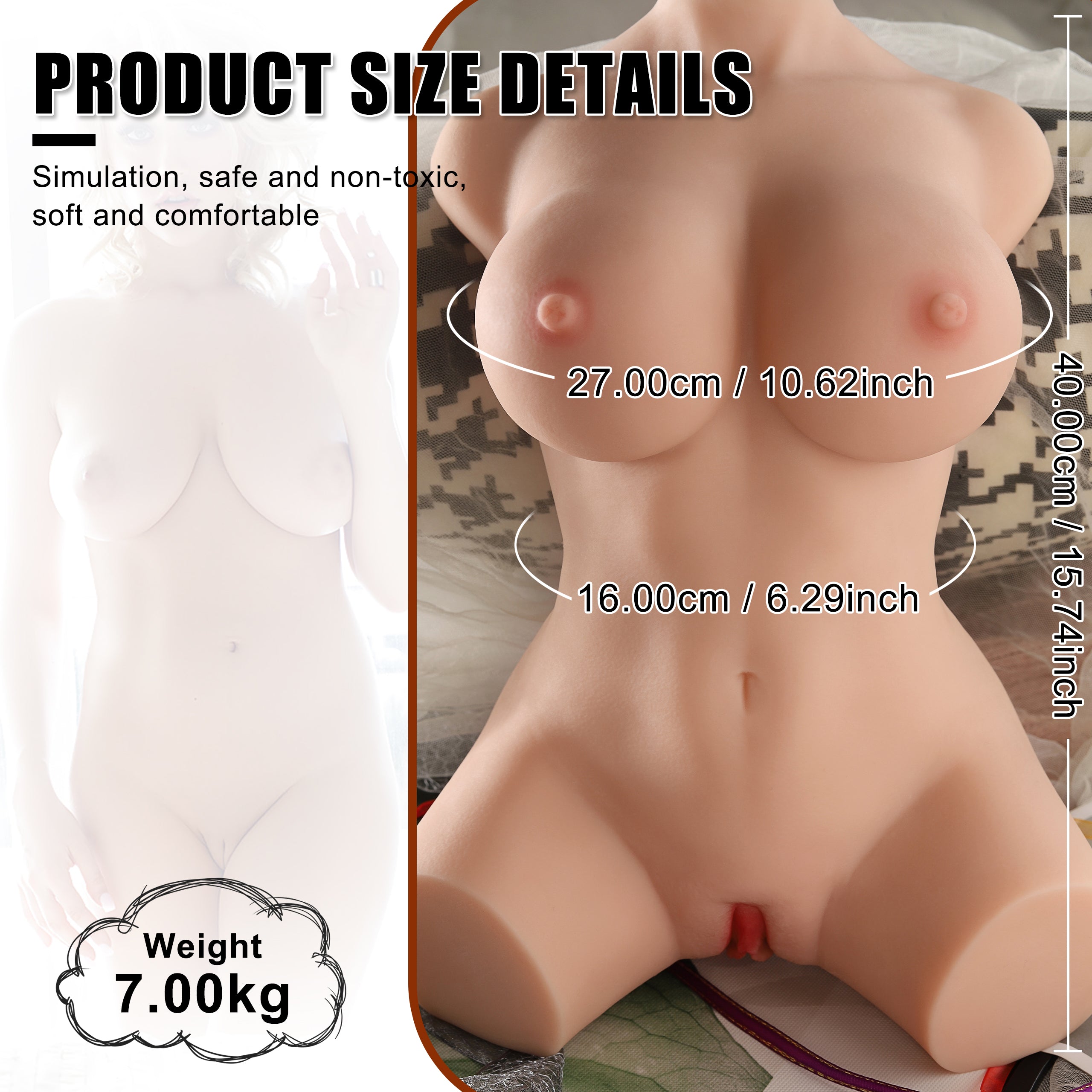 US Stock - 40cm Torso Doll SQ-MA20045 Torso TPE Sex Doll Adult Love Doll