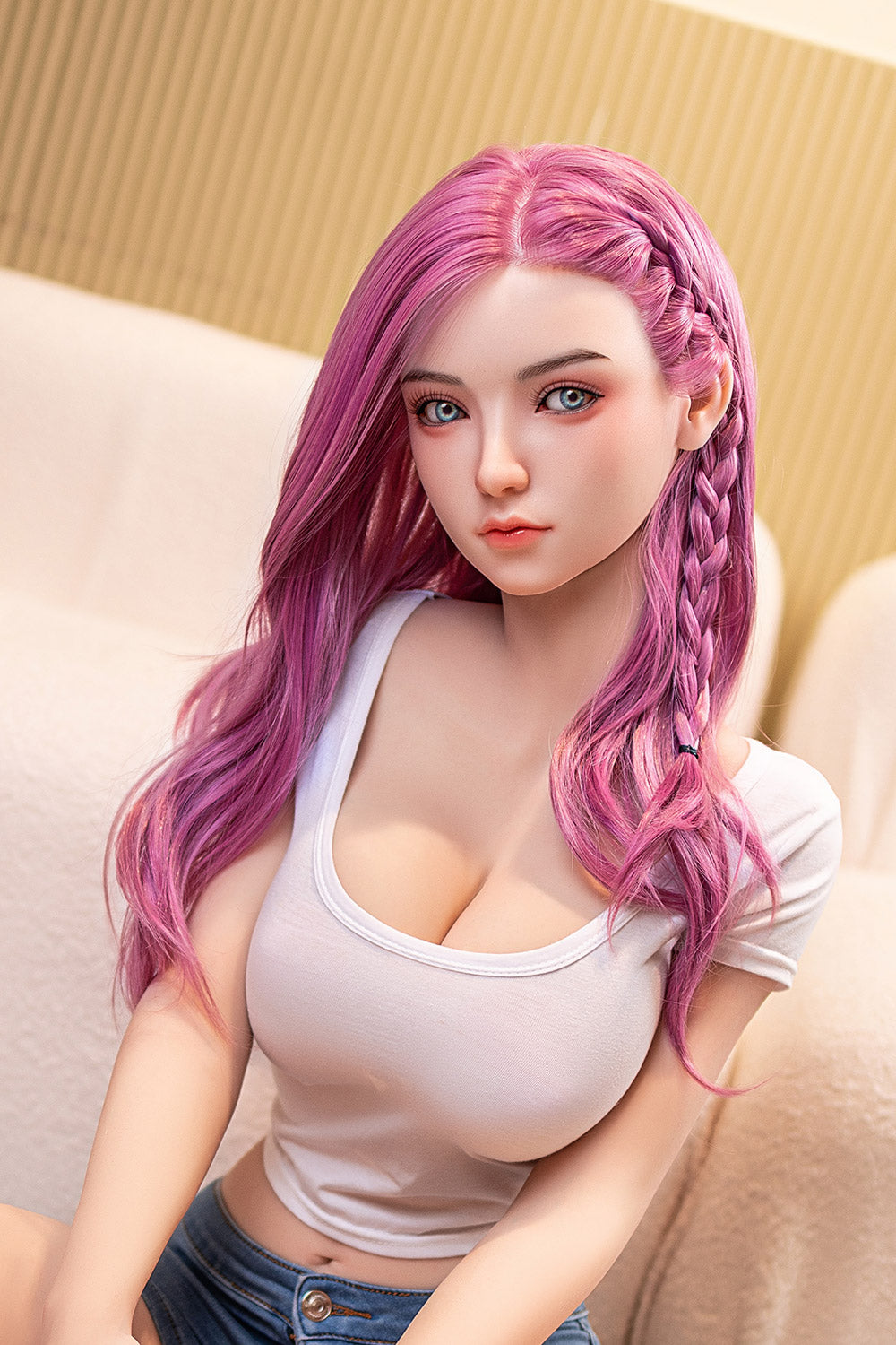 Jacintha 160cm #58 Head B-cup TPE Sex Doll Rosy Red Hair Realistic Love Doll