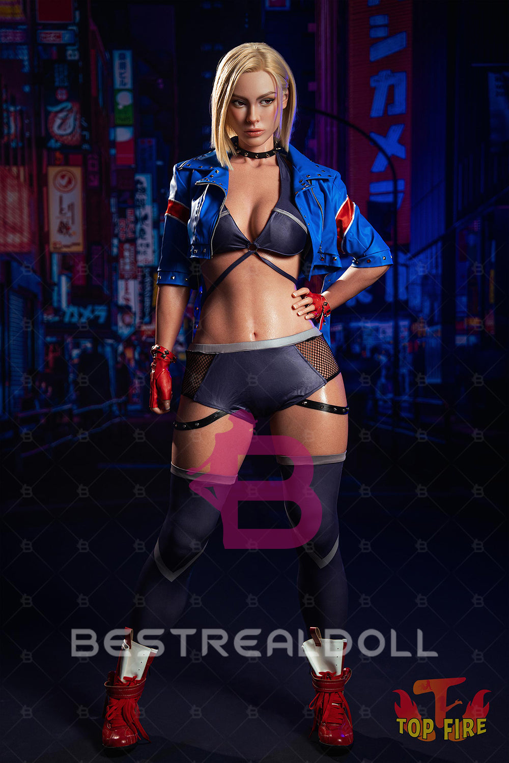 EU Stock - Topfire Joanna 176cm T43 Blonde Short Hair Full Silicone ROS Sex Doll Tanned Skin Silicone Auto Blowjob Adult Love Doll