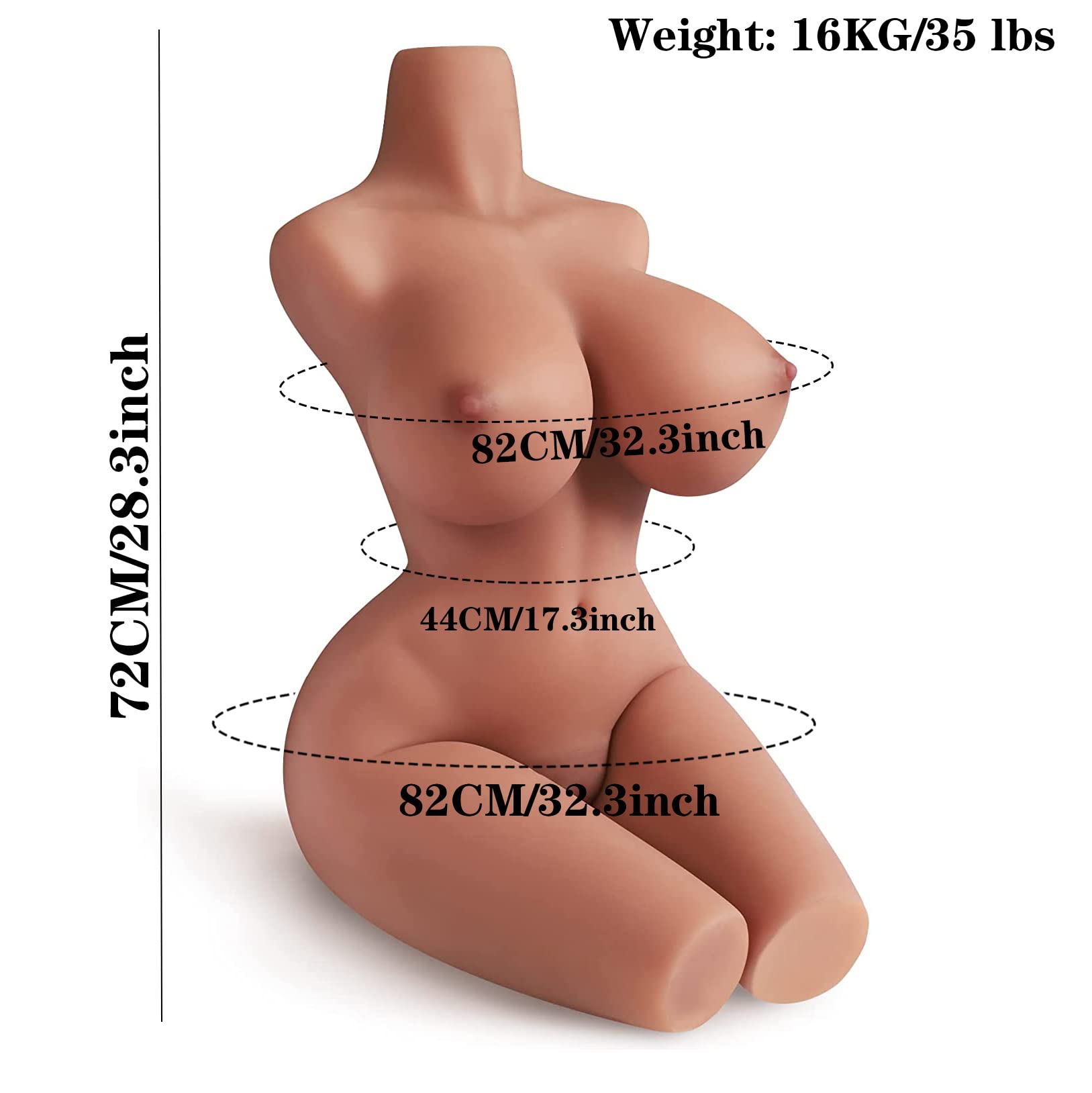 EU Stock - 72cm/28.3in Female Torso Sex Doll Half Body Love Doll Torso TPE Tanned Torso Doll