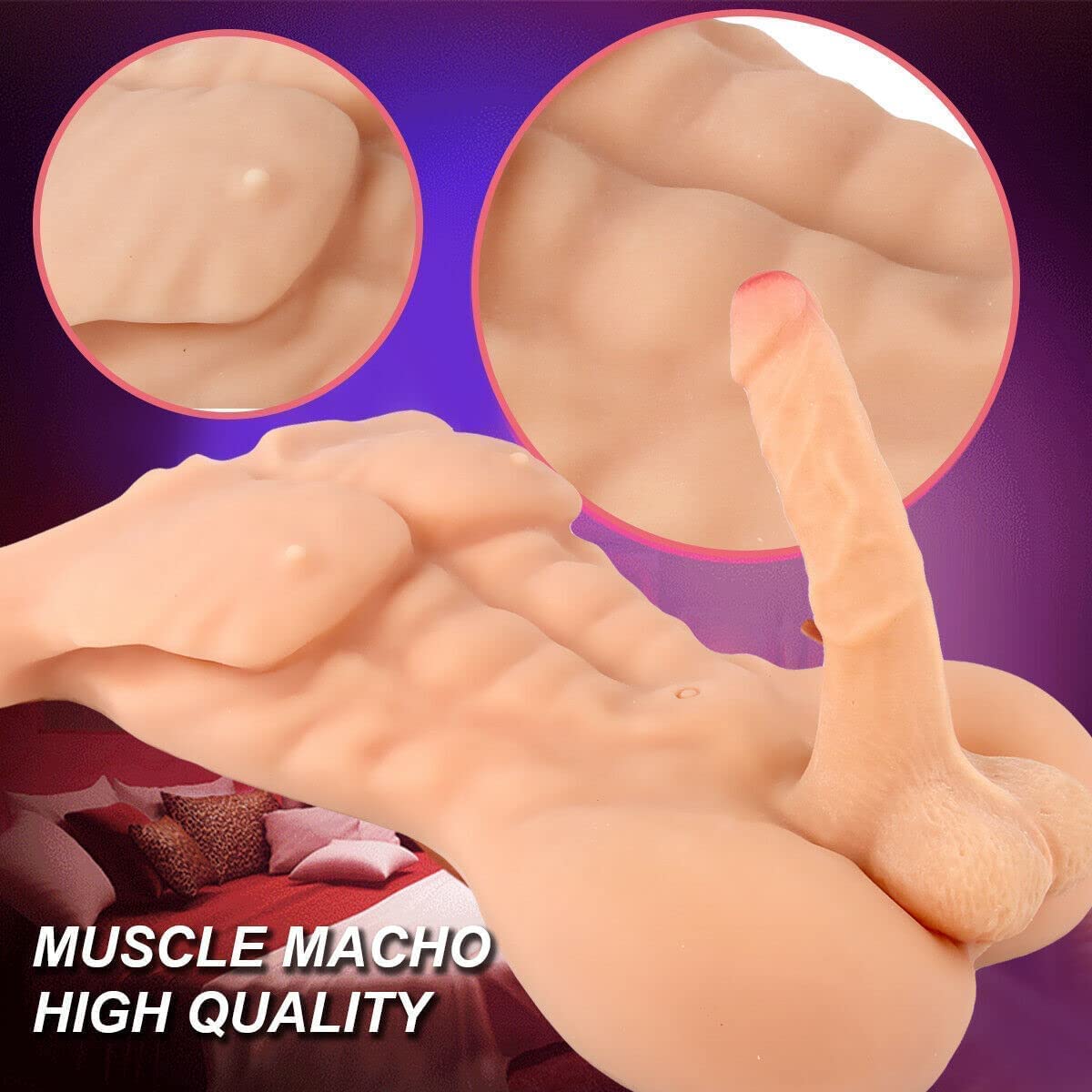 EU Stock - 53cm/20.8in Male Torso Doll 6kg/13.2lbs TPE Sex Doll Torso Natural Skin Half Body Male Love Doll