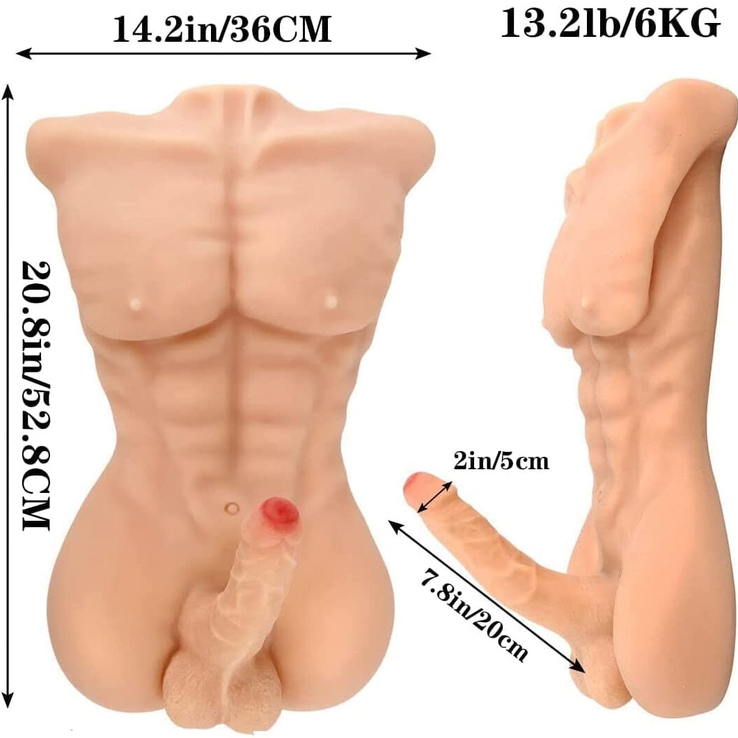 EU Stock - 53cm/20.8in Male Torso Doll 6kg/13.2lbs TPE Sex Doll Torso Natural Skin Half Body Male Love Doll